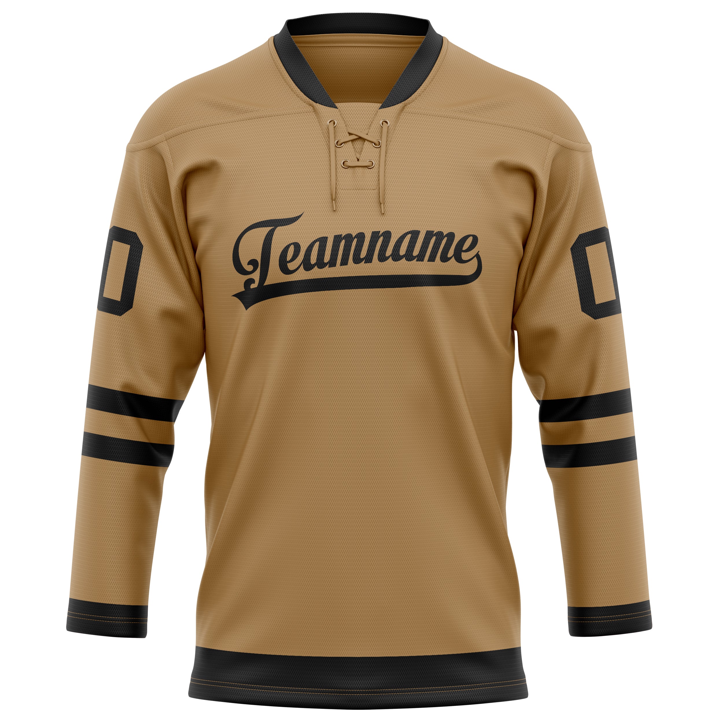 Custom Old Gold Black Solid Colour Hockey Jersey