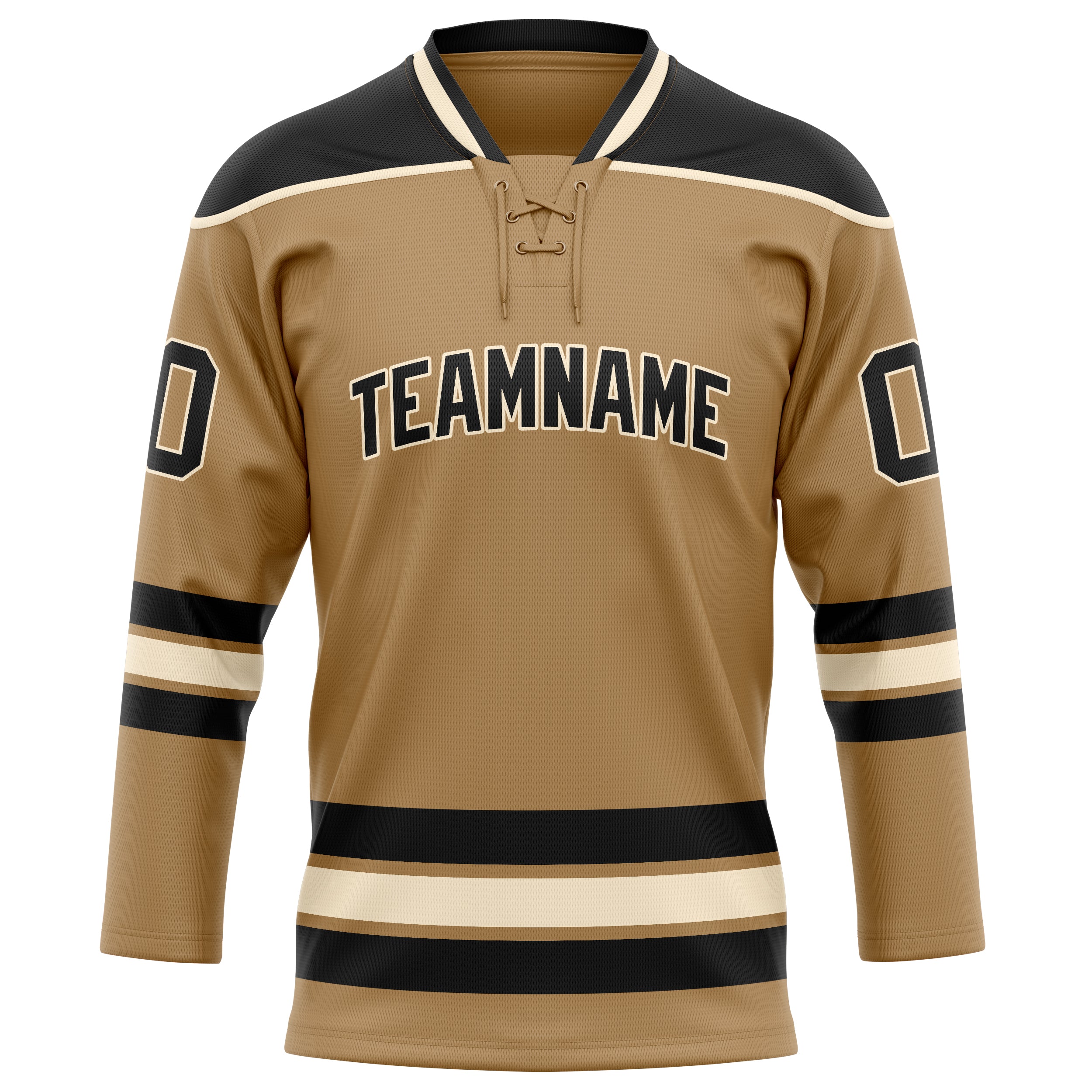 Custom Old Gold Black Solid Colour Hockey Jersey
