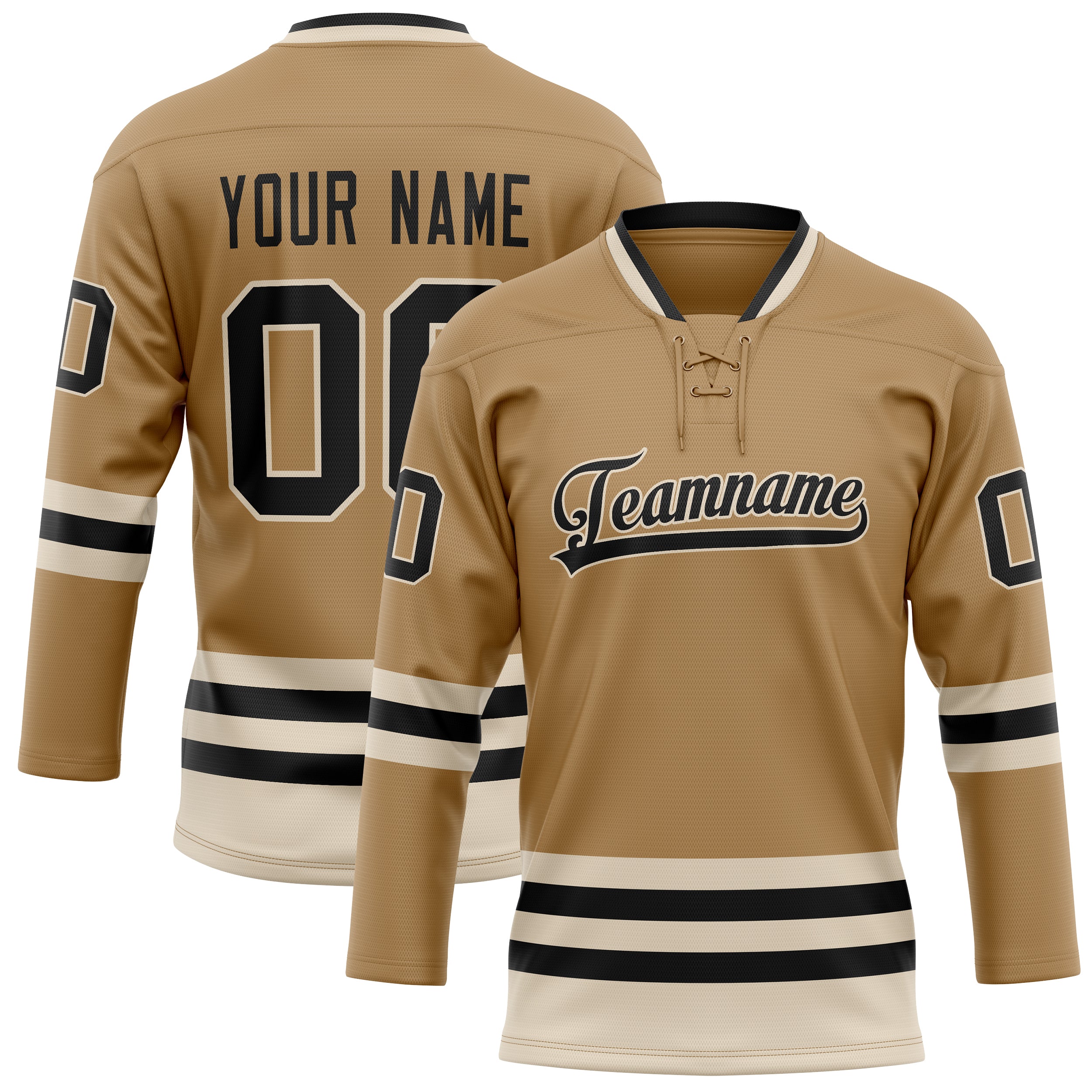 Custom Old Gold Cream Solid Colour Hockey Jersey