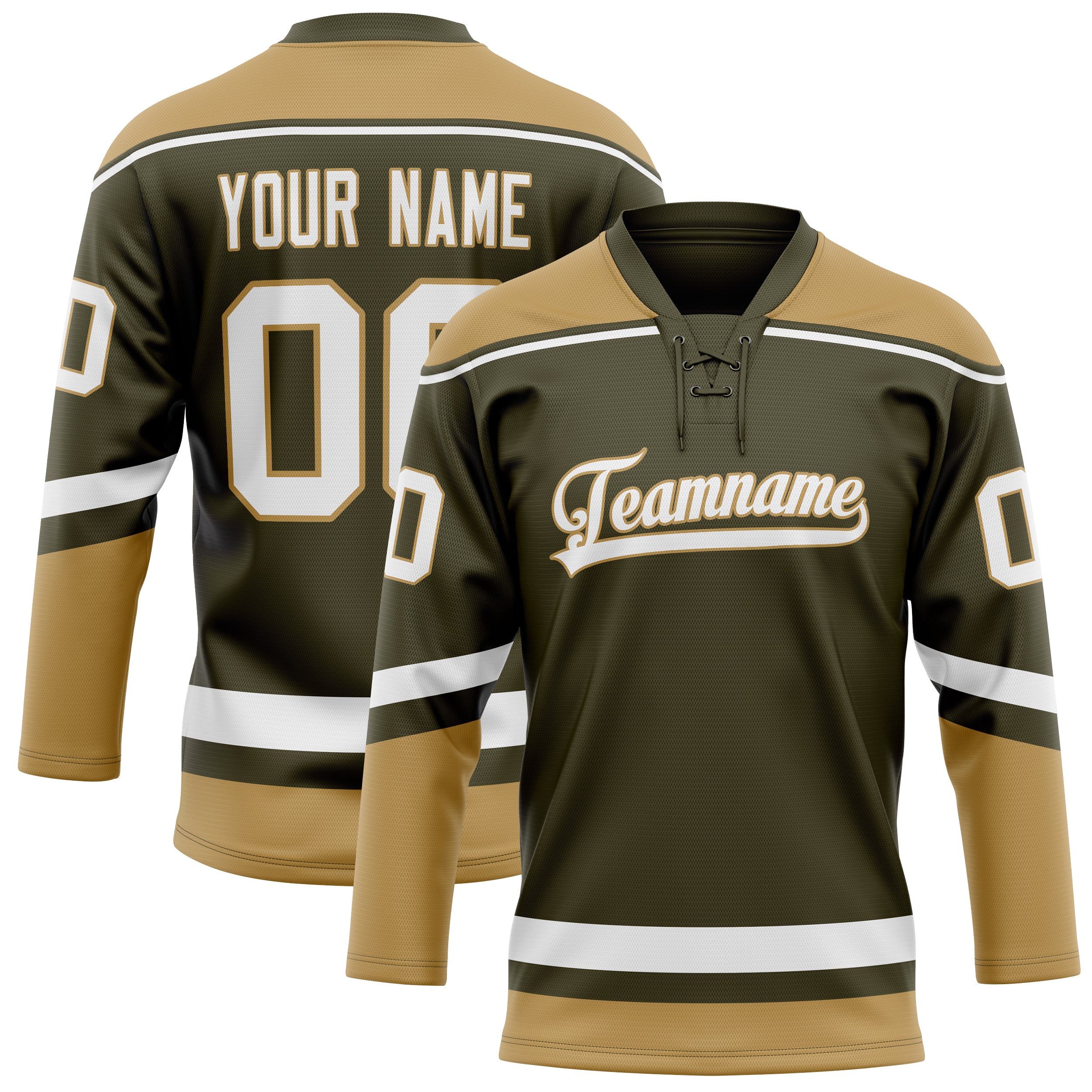 Custom Olive Old Gold Solid Colour Hockey Jersey