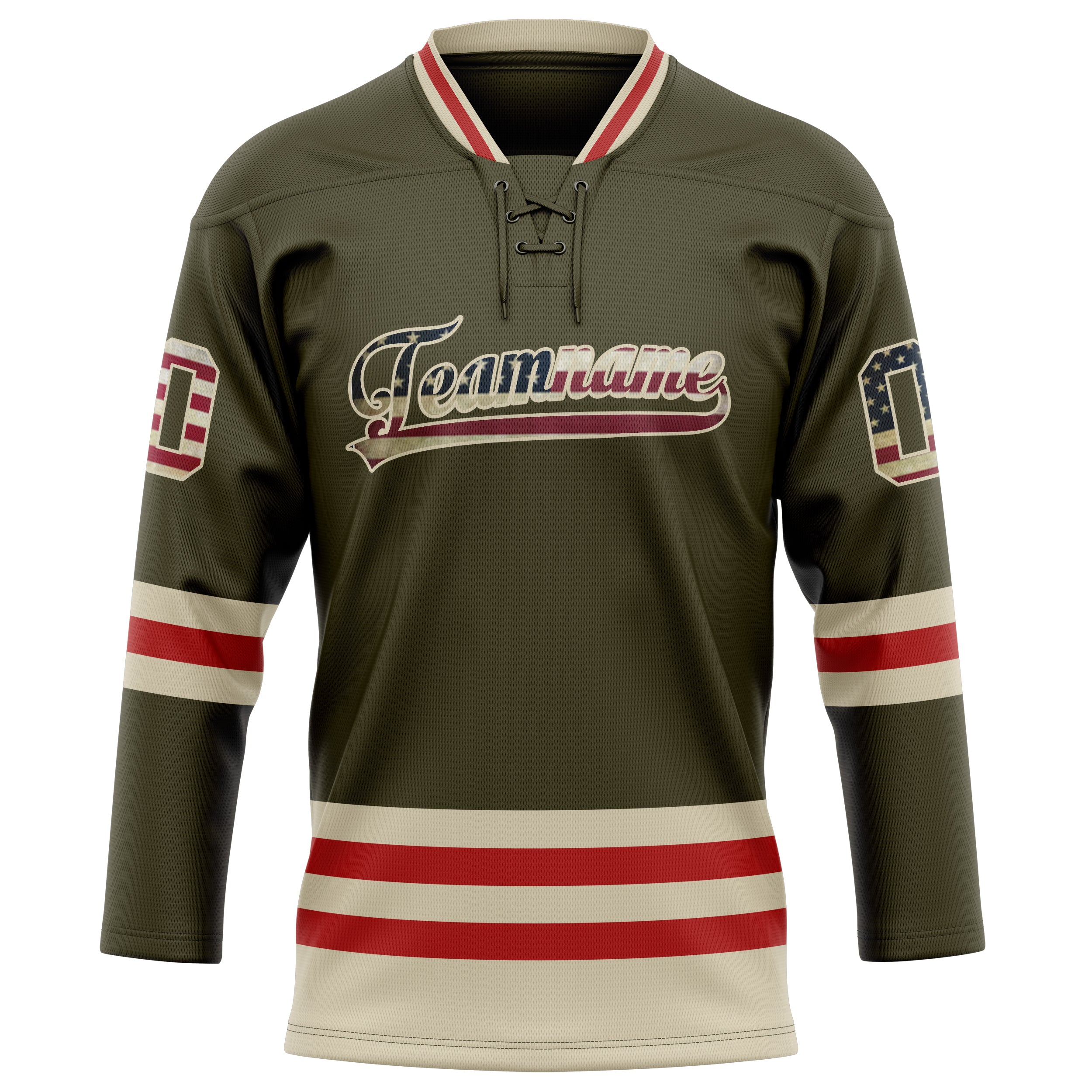 Custom Olive Cream Solid Colour Hockey Jersey