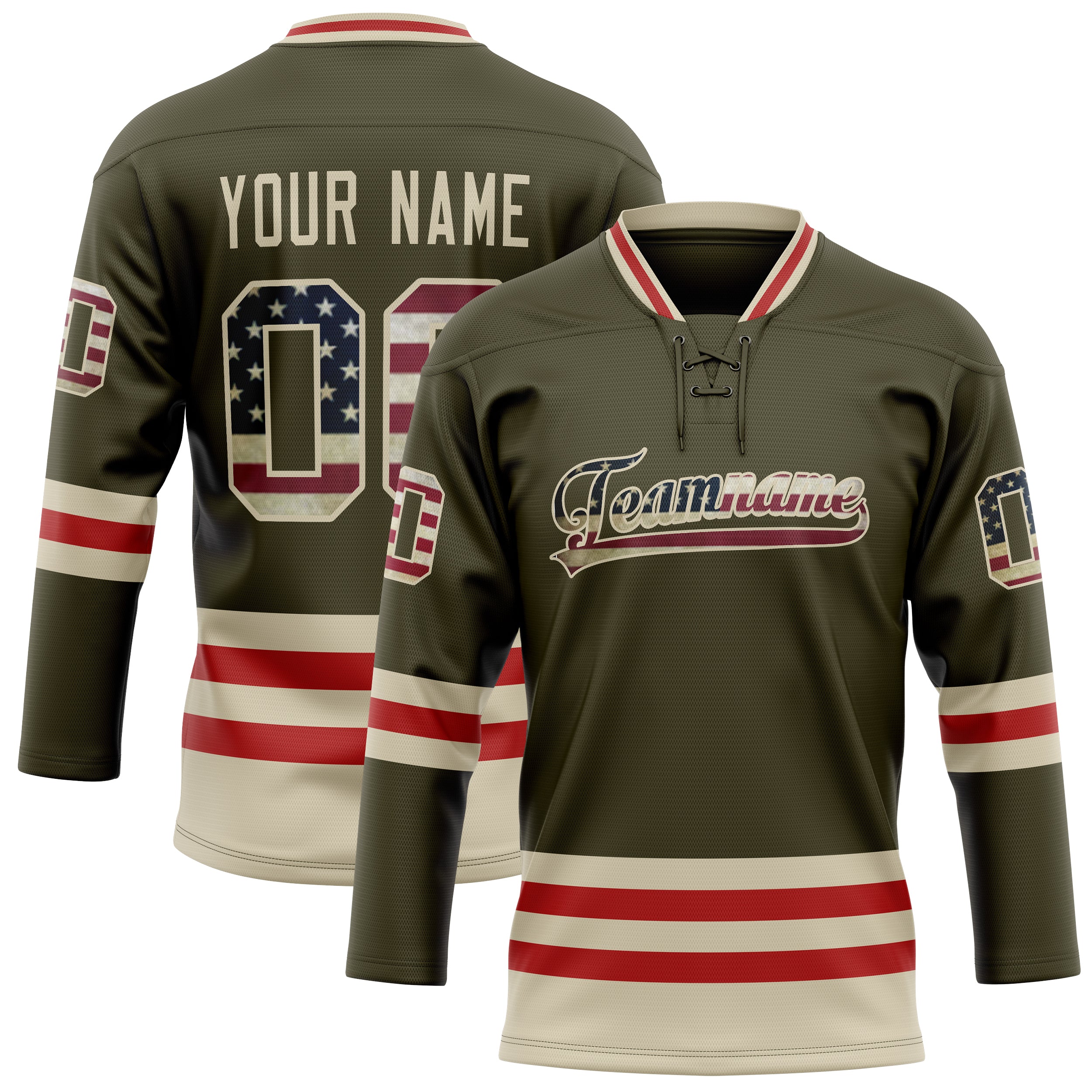 Custom Olive Cream Solid Colour Hockey Jersey
