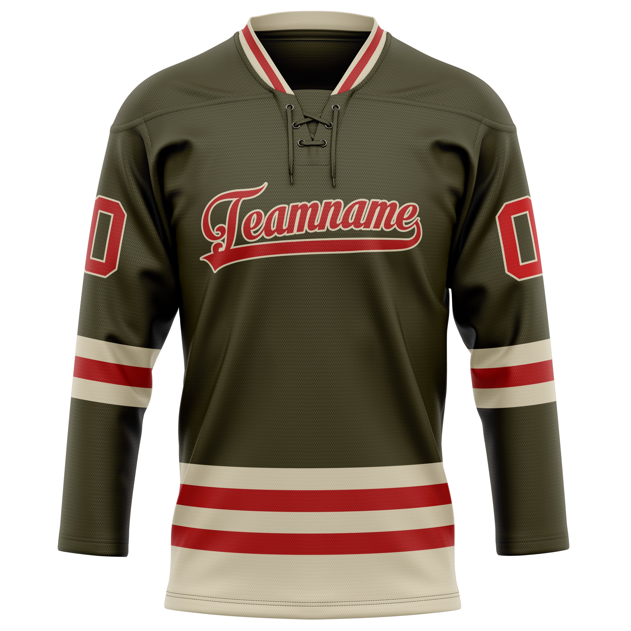 Custom Olive Red Solid Colour Hockey Jersey