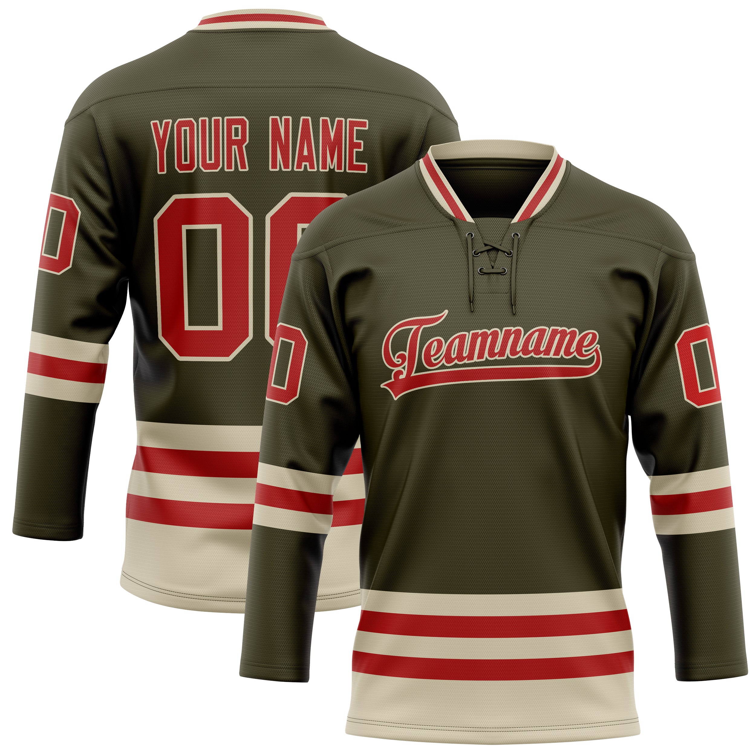 Custom Olive Red Solid Colour Hockey Jersey