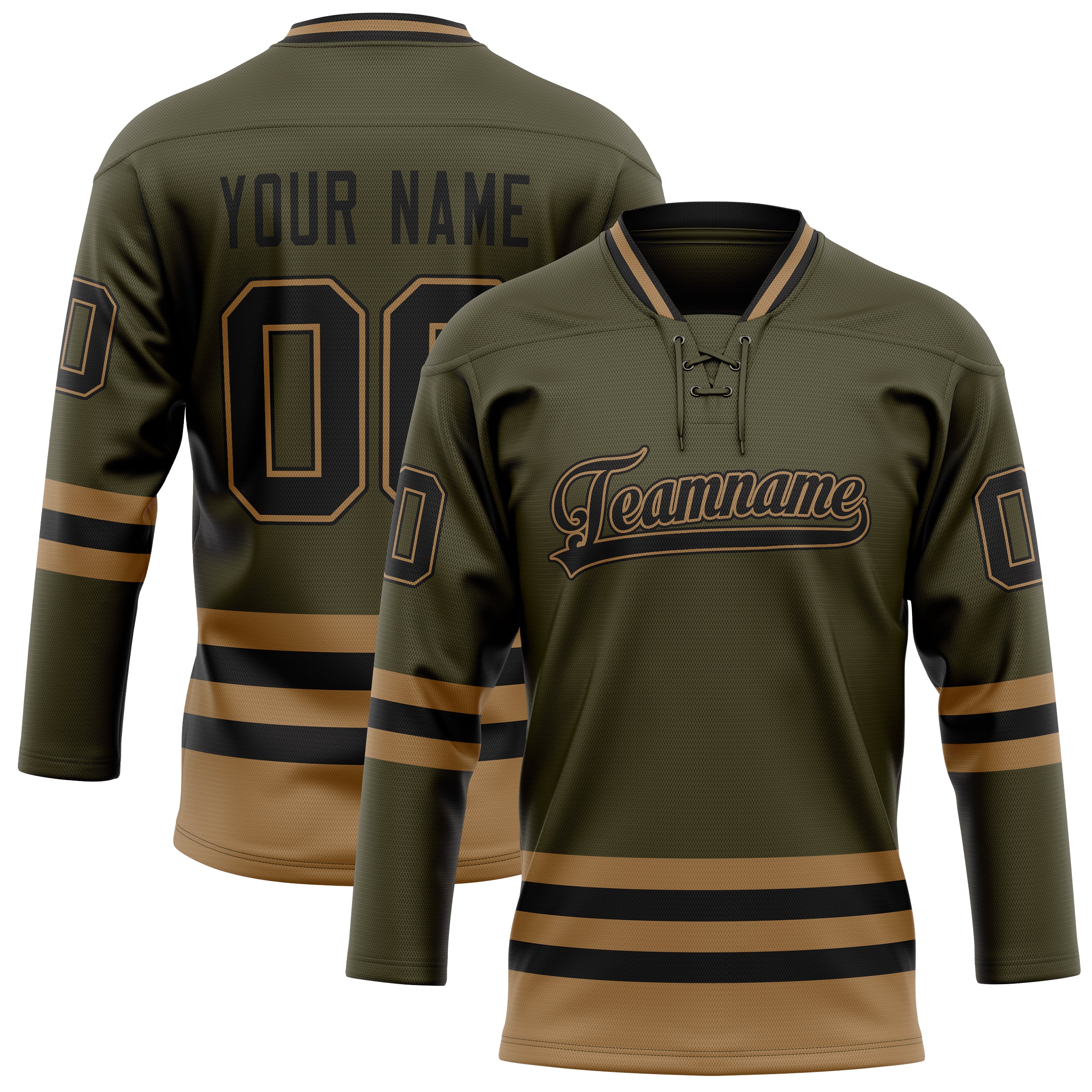 Custom Olive Black Solid Colour Hockey Jersey