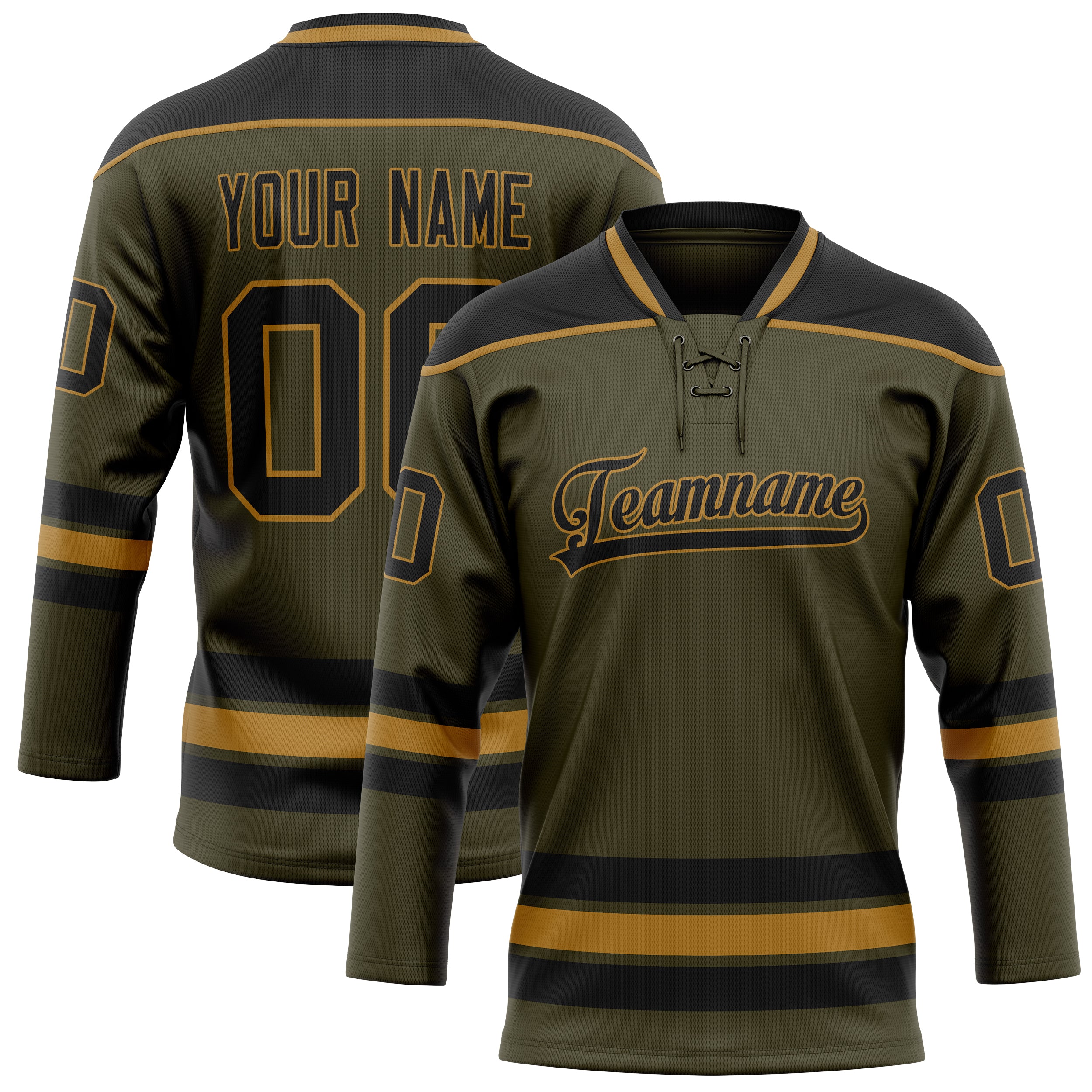Custom Olive Black Solid Colour Hockey Jersey