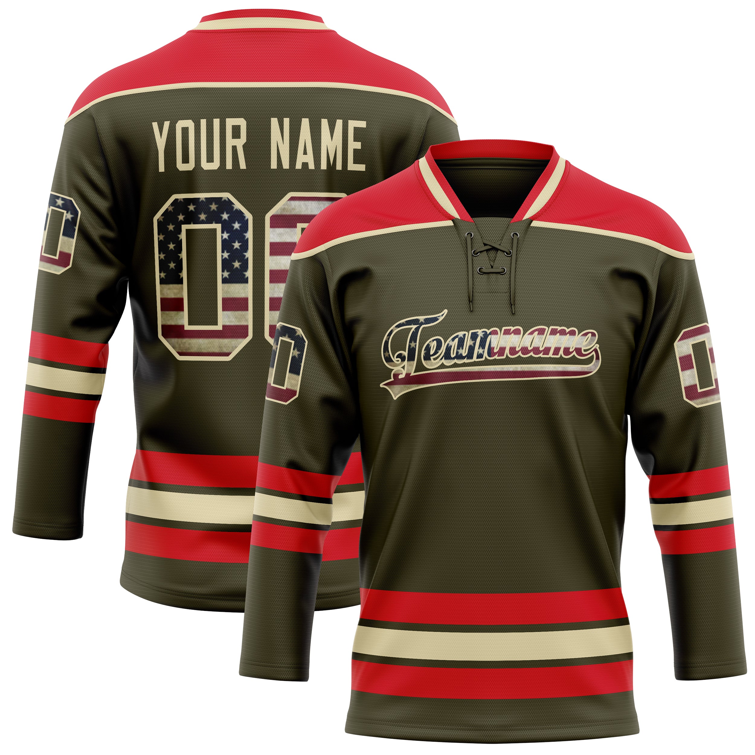 Custom Olive Red Solid Colour Hockey Jersey