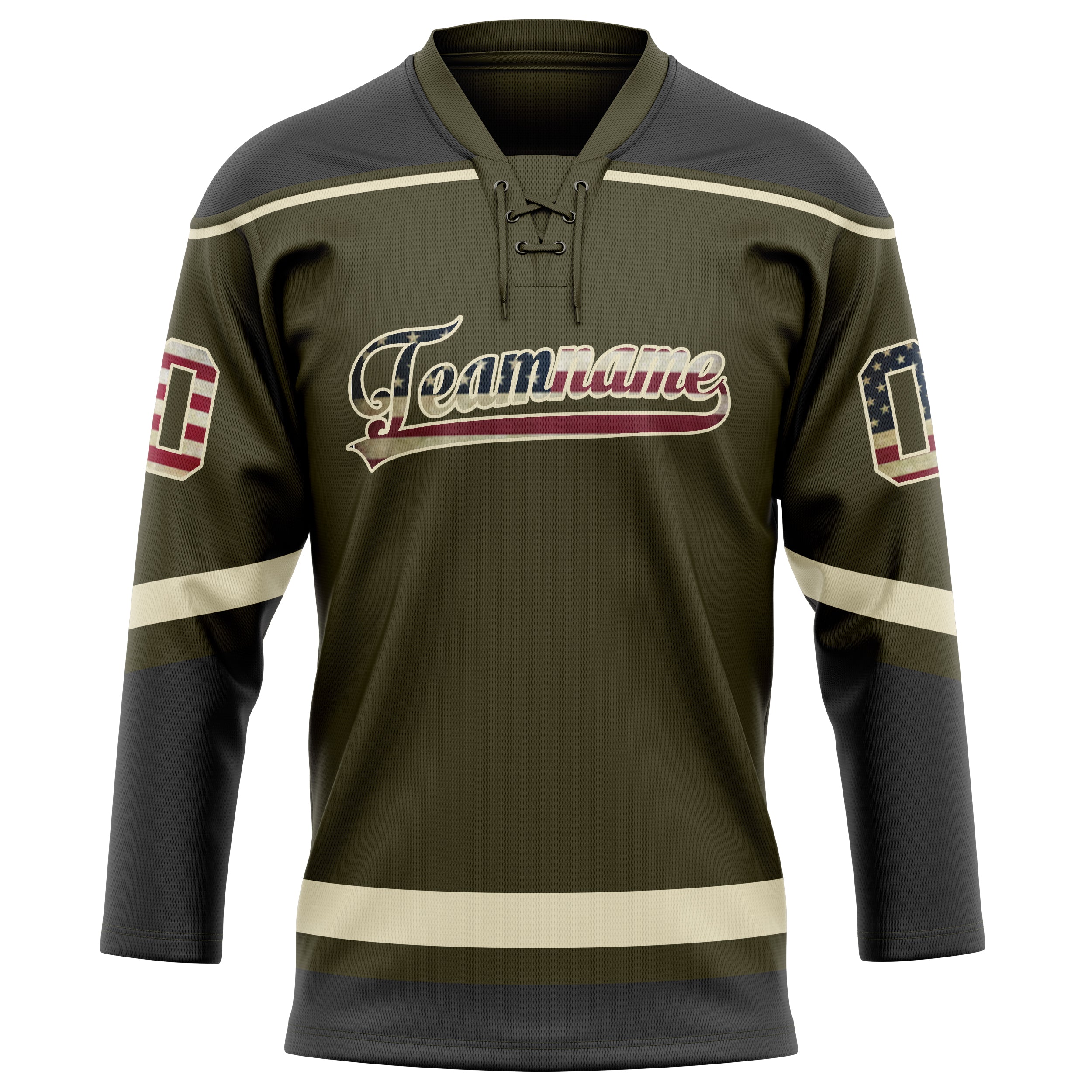 Custom Olive Cream Solid Colour Hockey Jersey