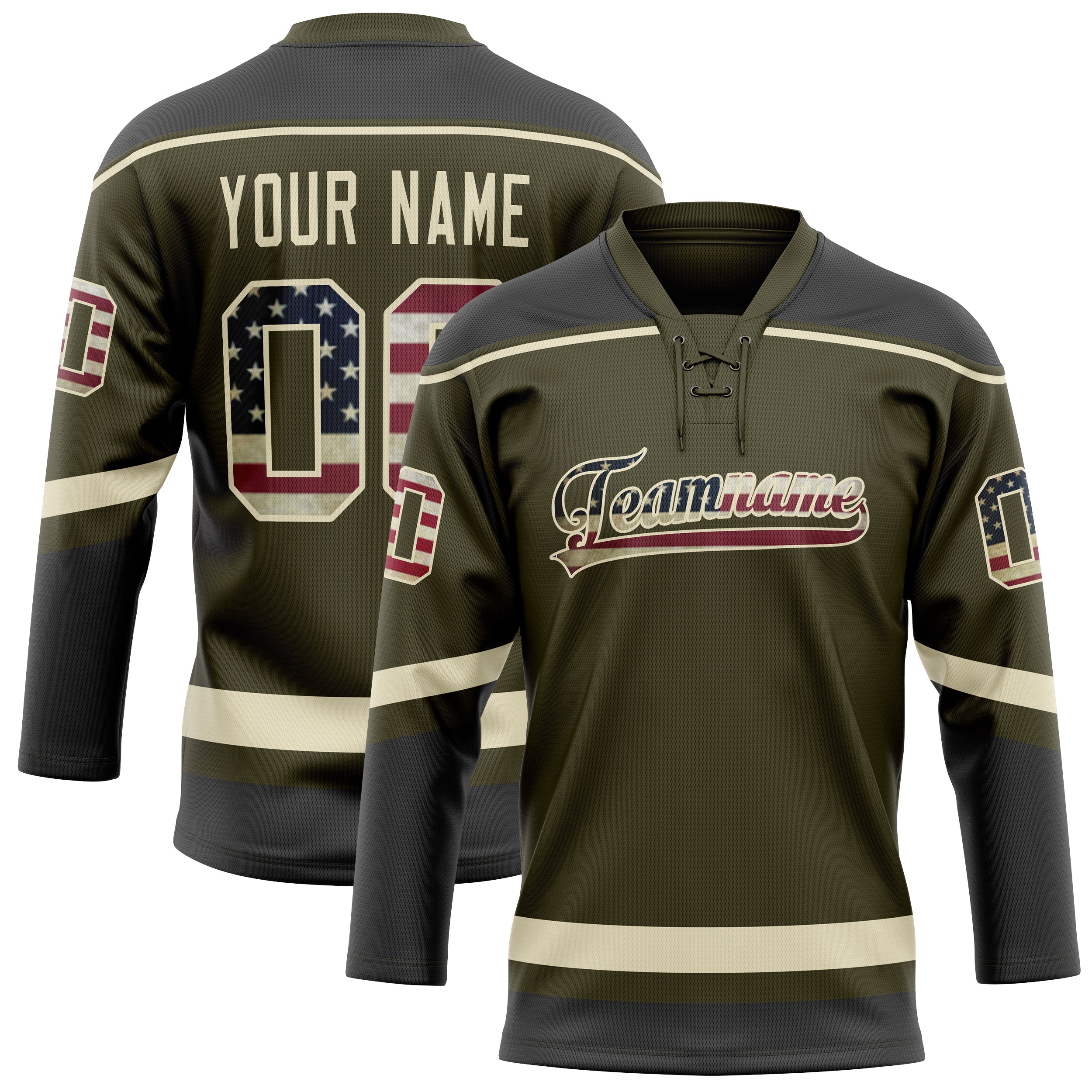 Custom Olive Cream Solid Colour Hockey Jersey