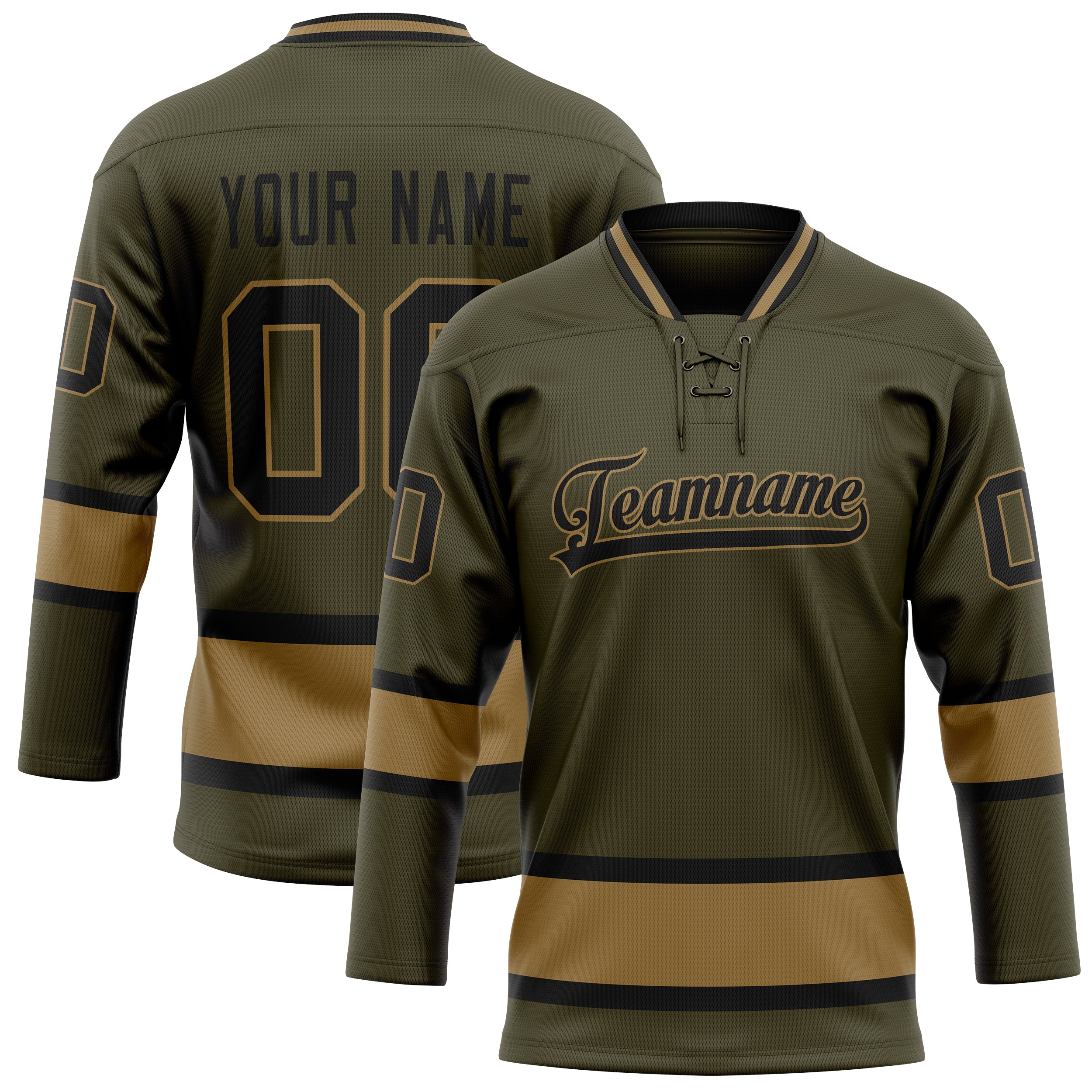 Custom Olive Black Solid Colour Hockey Jersey