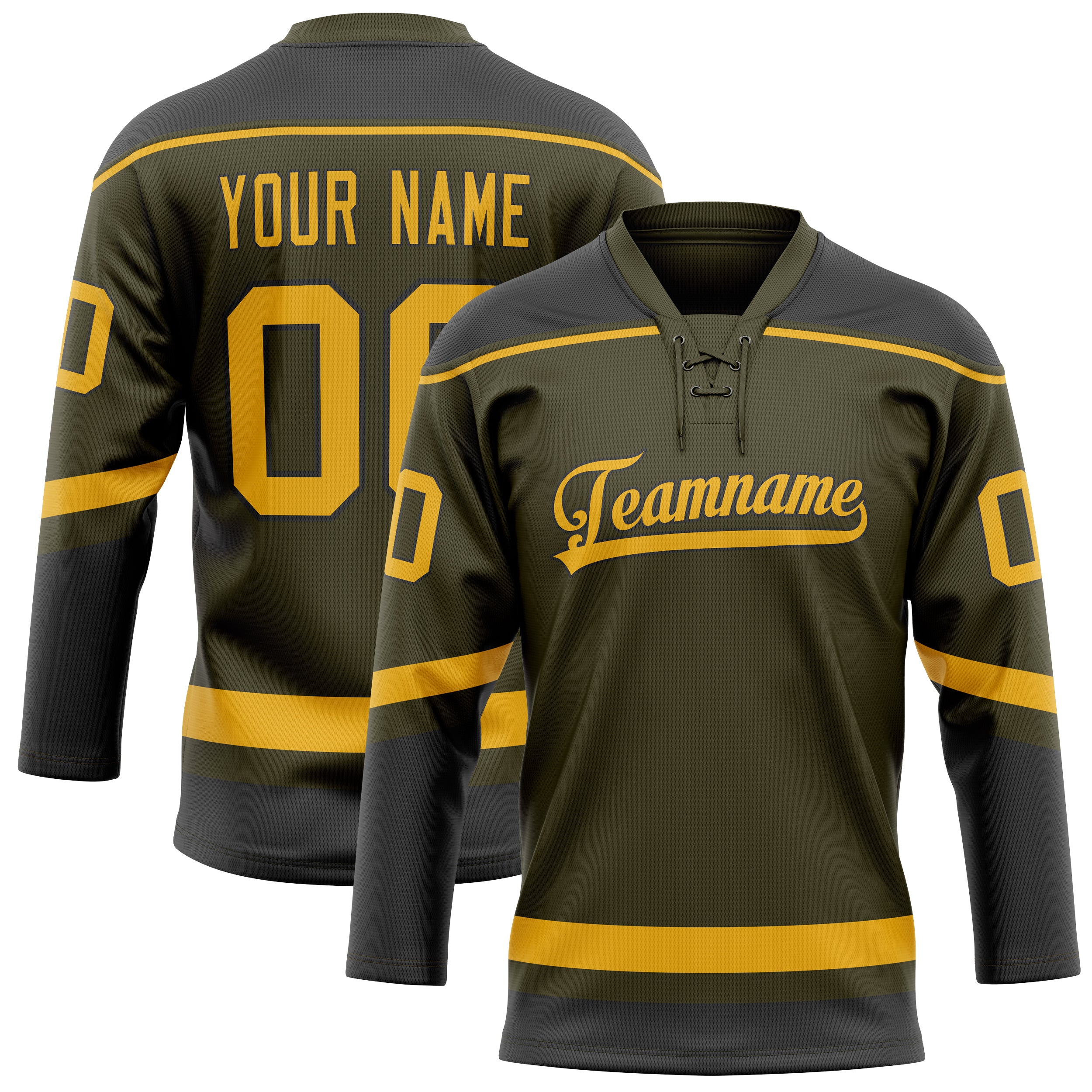 Custom Olive Gold Solid Colour Hockey Jersey