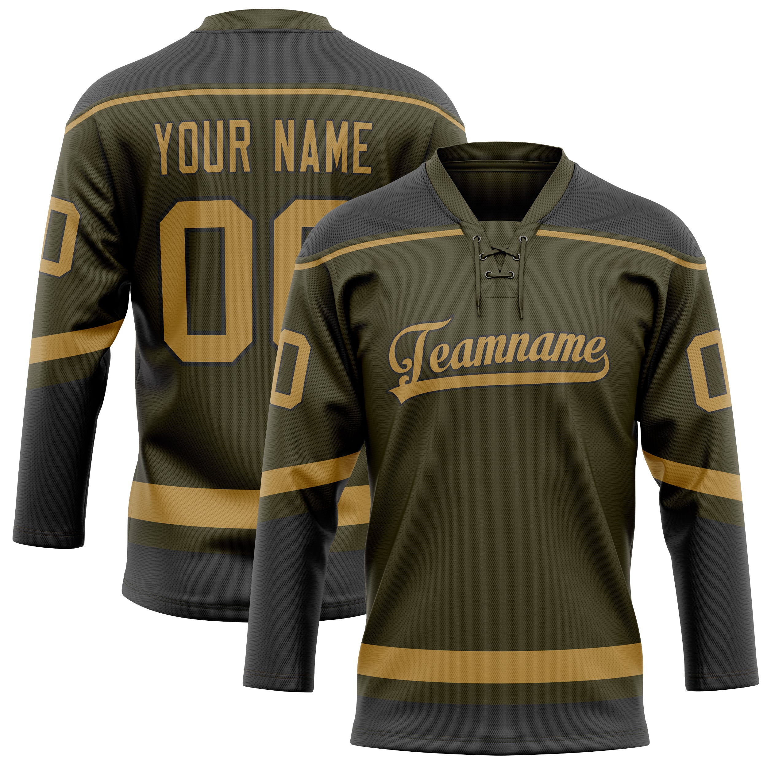 Custom Olive Old Gold Solid Colour Hockey Jersey