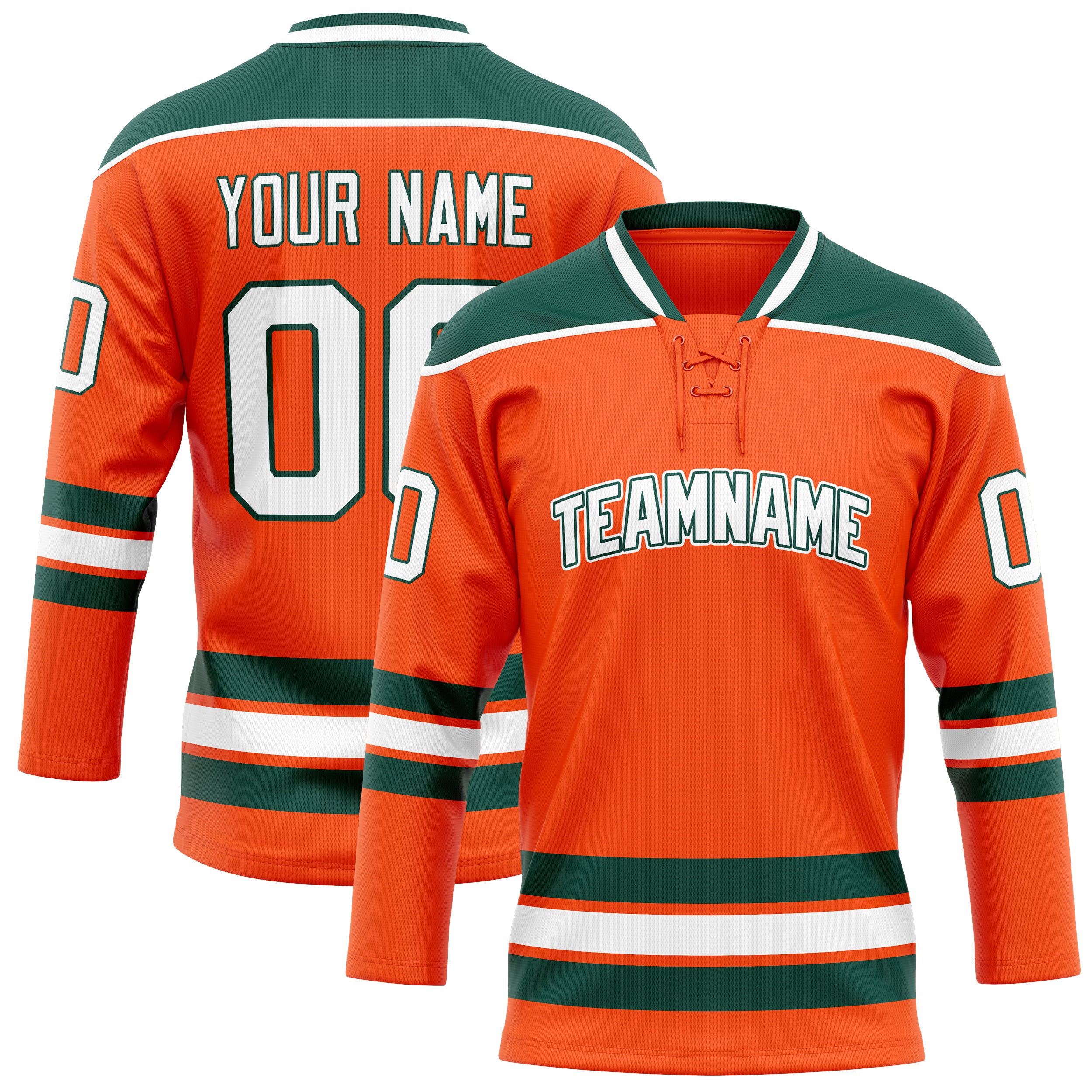 Custom Orange Kelly Green Solid Colour Hockey Jersey
