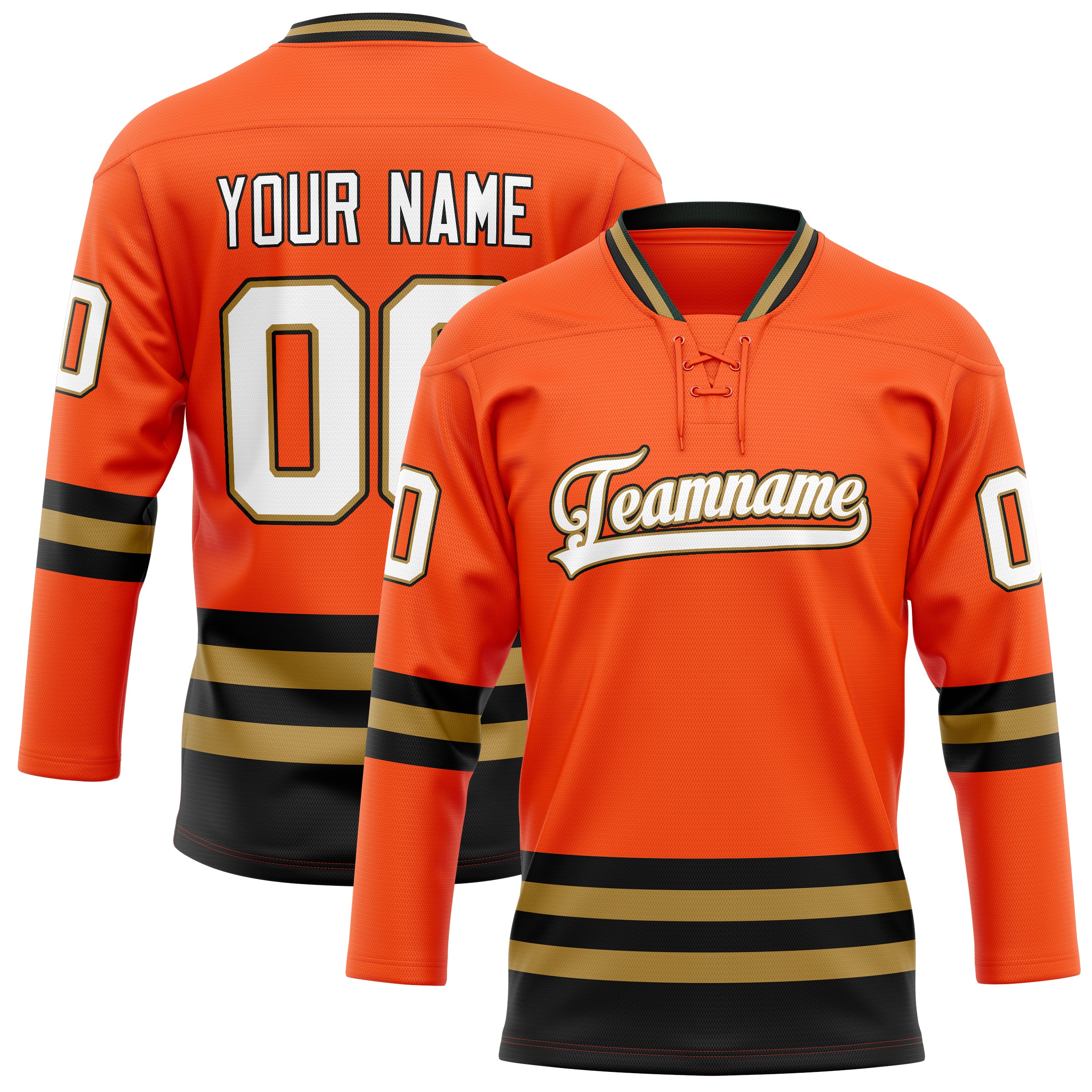 Custom Orange Old Gold Solid Colour Hockey Jersey
