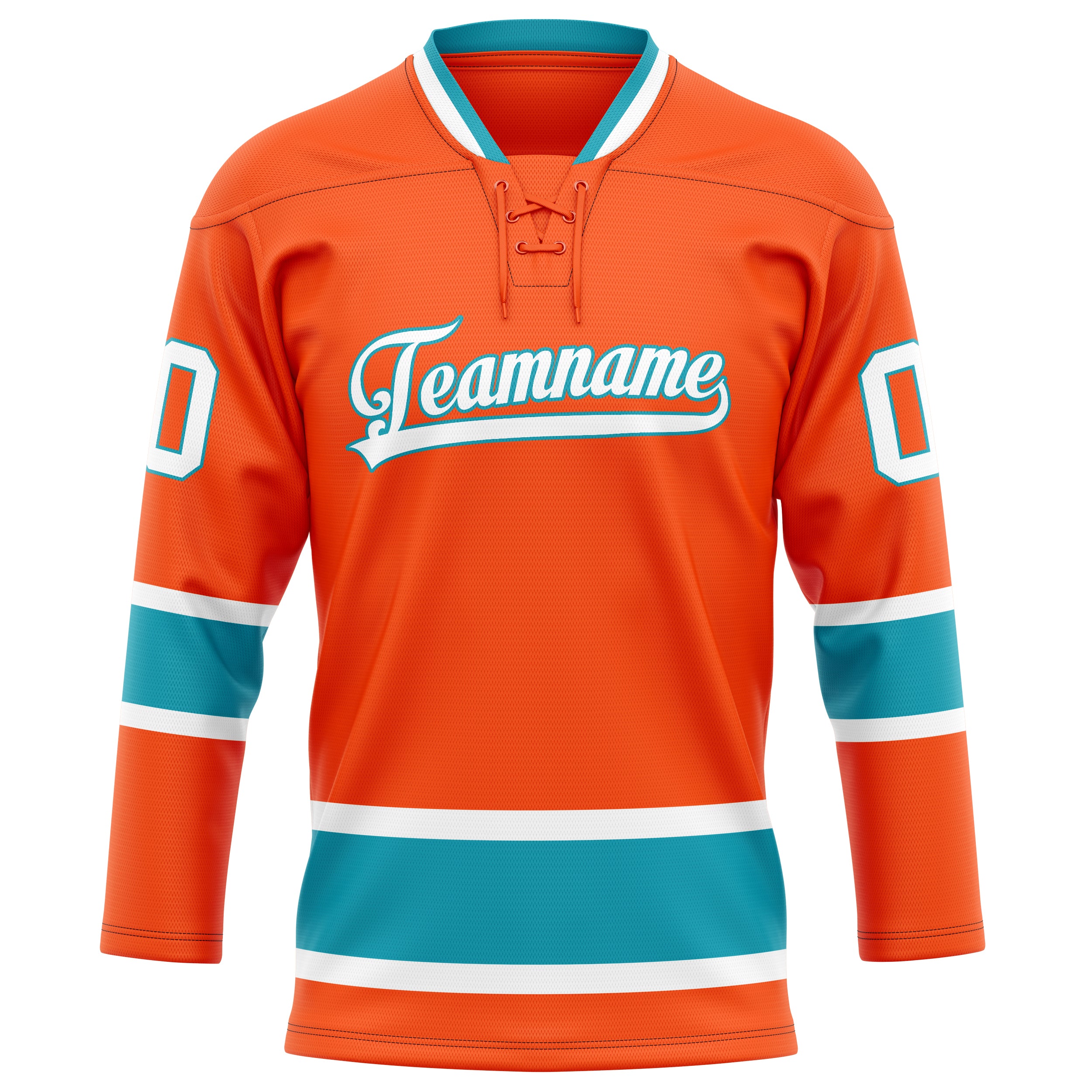 Custom Orange Teal Solid Colour Hockey Jersey