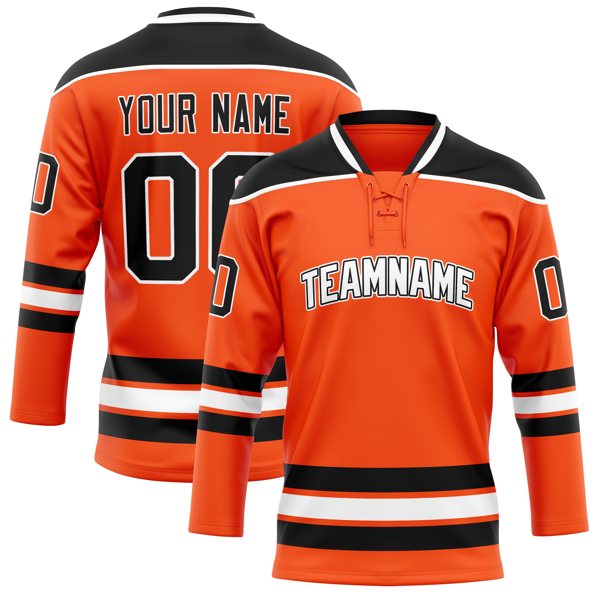 Custom Orange Black Solid Colour Hockey Jersey