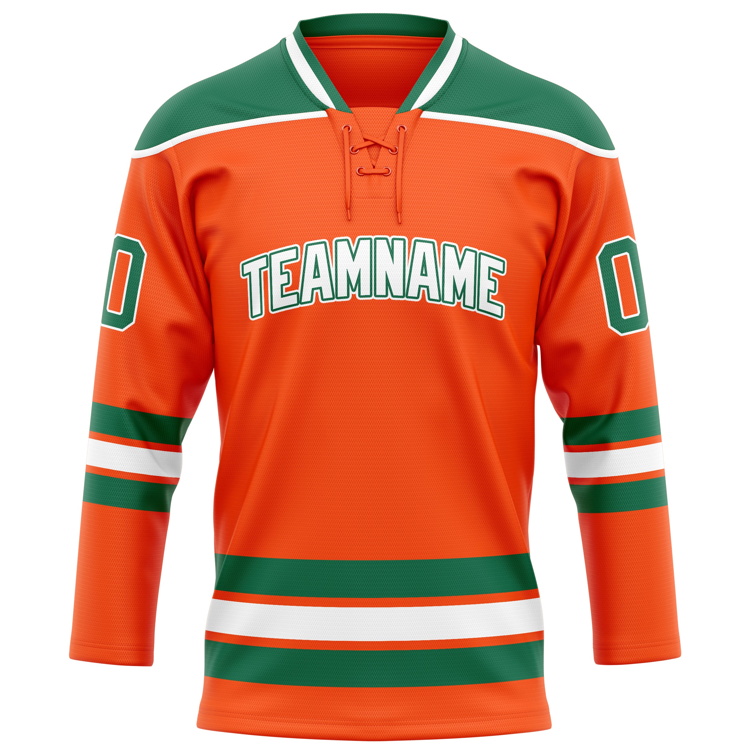 Custom Orange Kelly Green Solid Colour Hockey Jersey