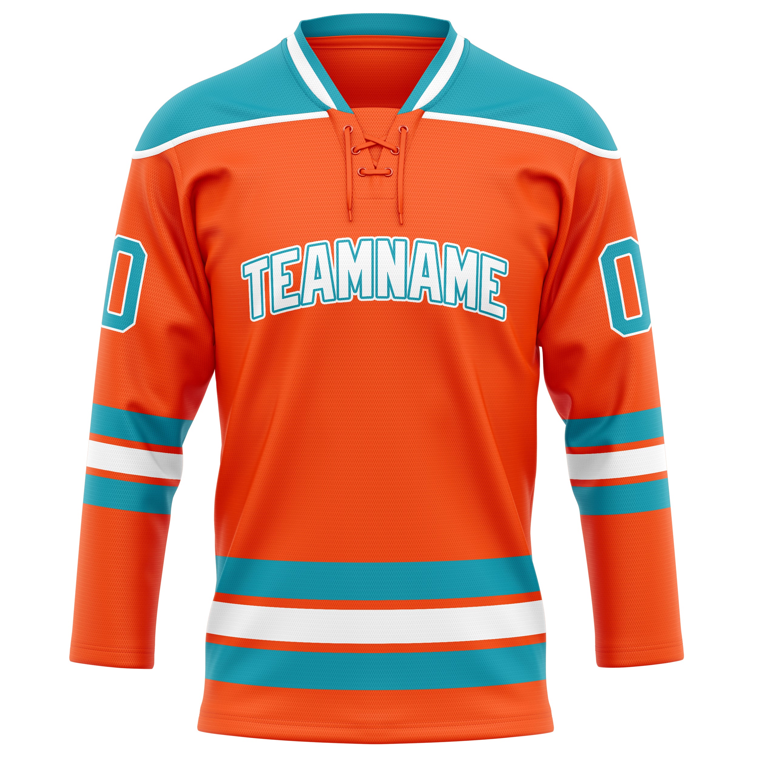 Custom Orange Teal Solid Colour Hockey Jersey