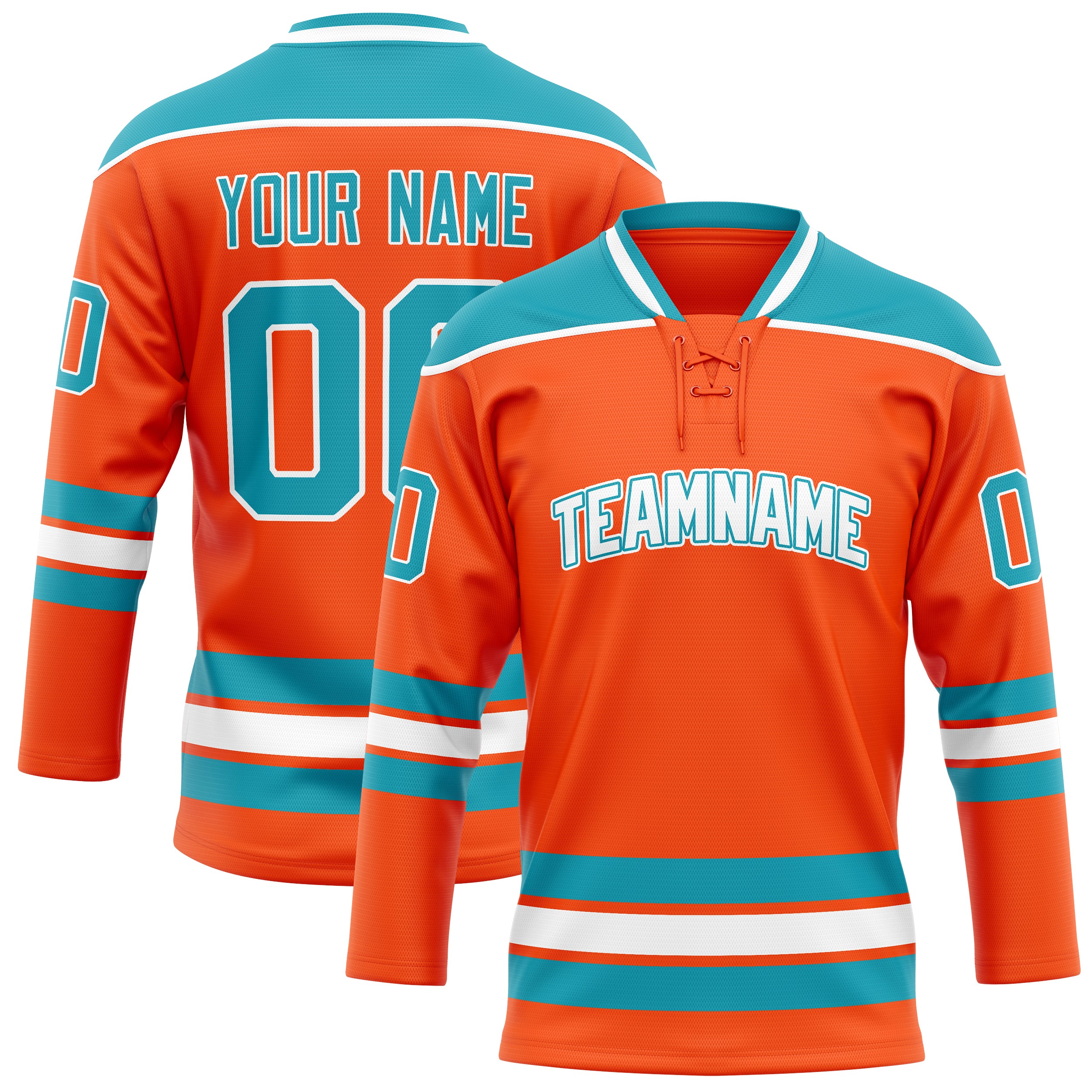 Custom Orange Teal Solid Colour Hockey Jersey