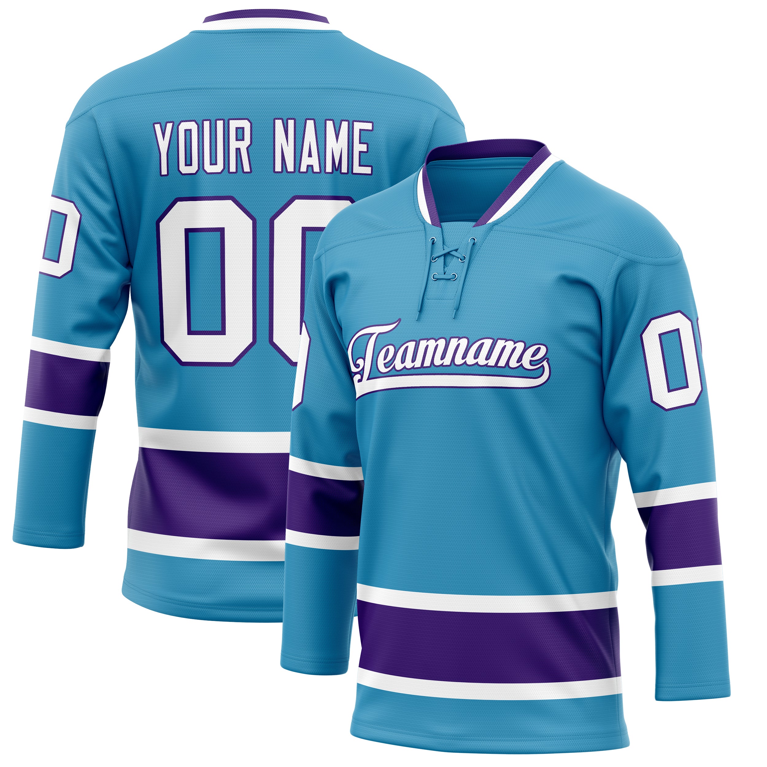 Custom Panther Blue Purple Solid Colour Hockey Jersey