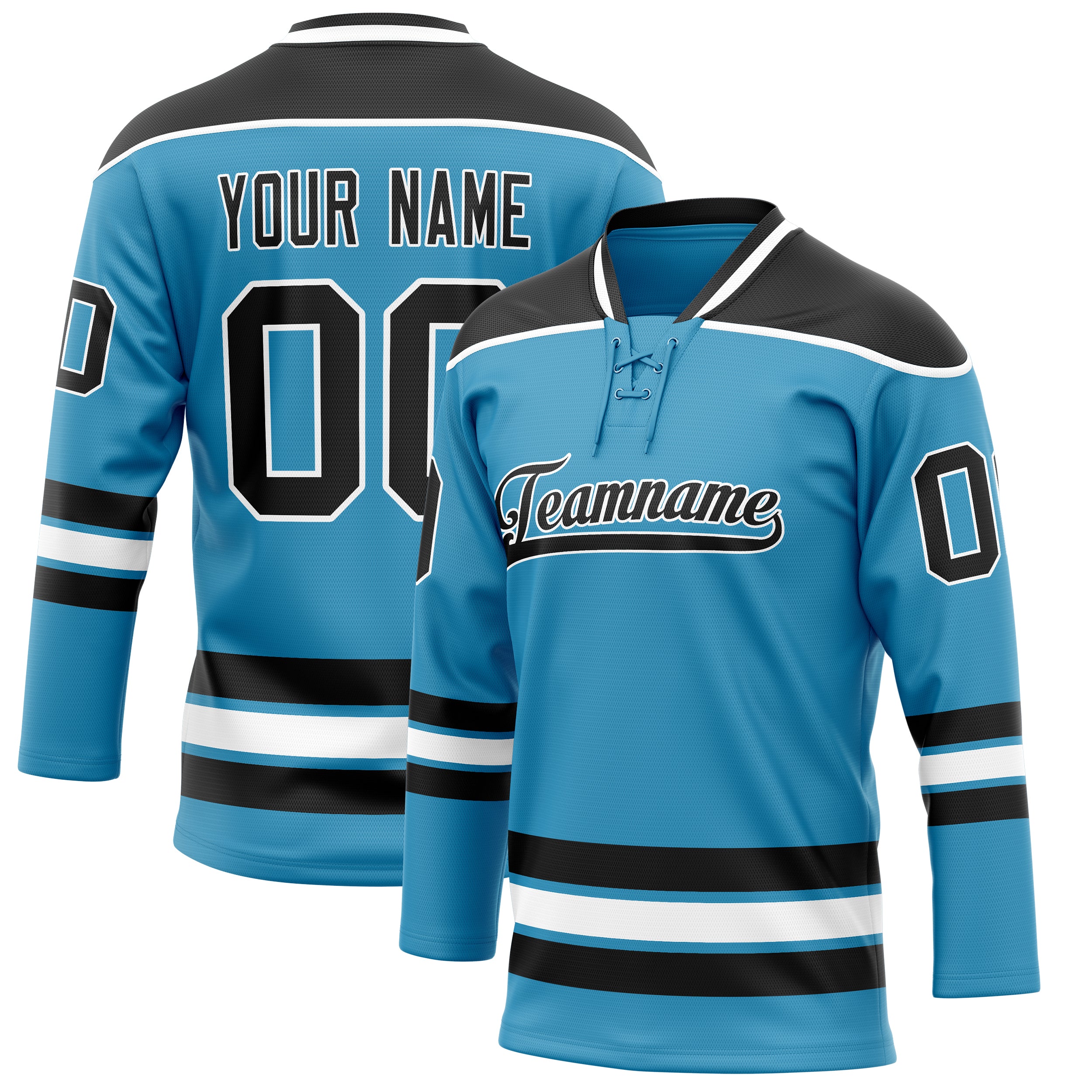 Custom Panther Blue Black Solid Colour Hockey Jersey