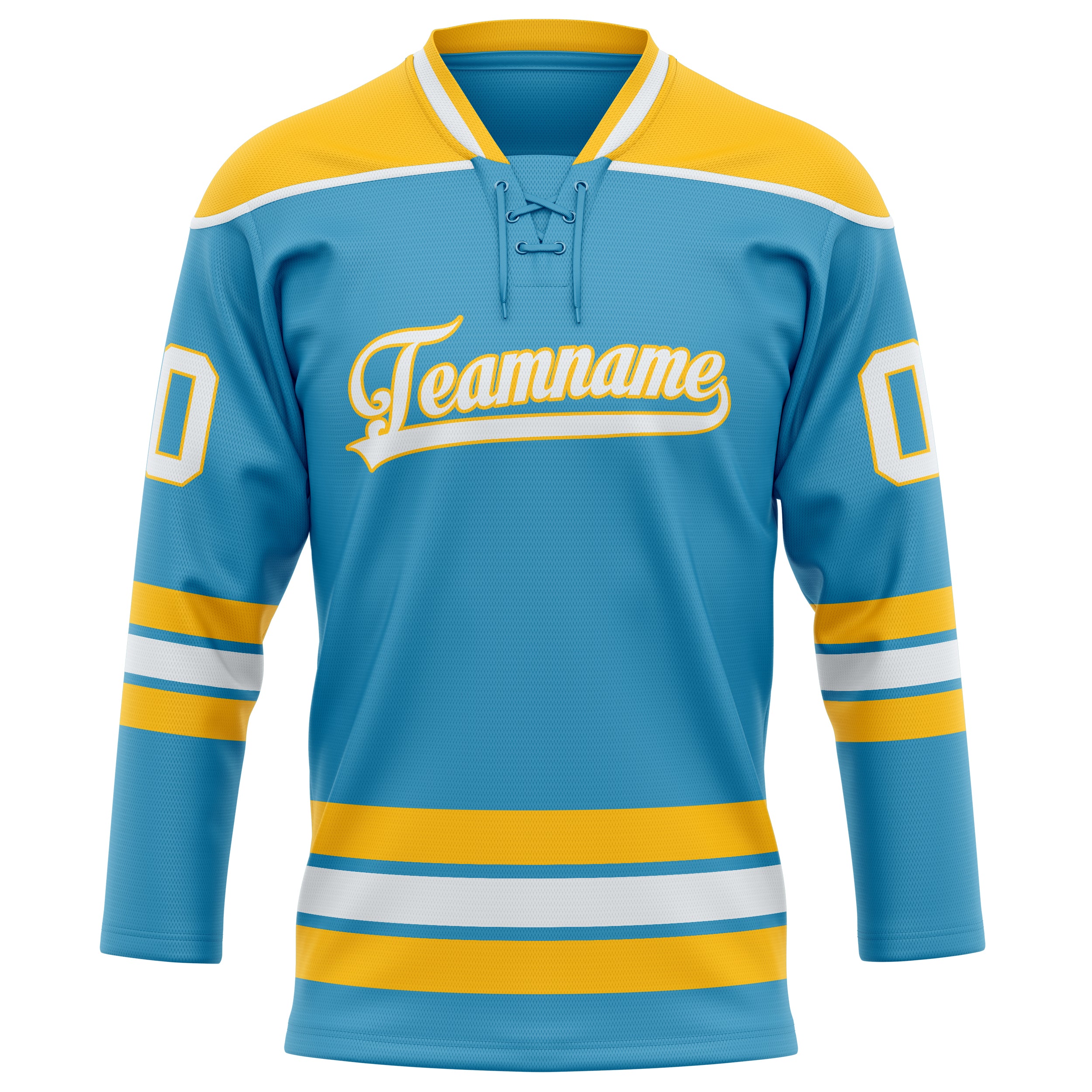 Custom Panther Blue Gold Solid Colour Hockey Jersey