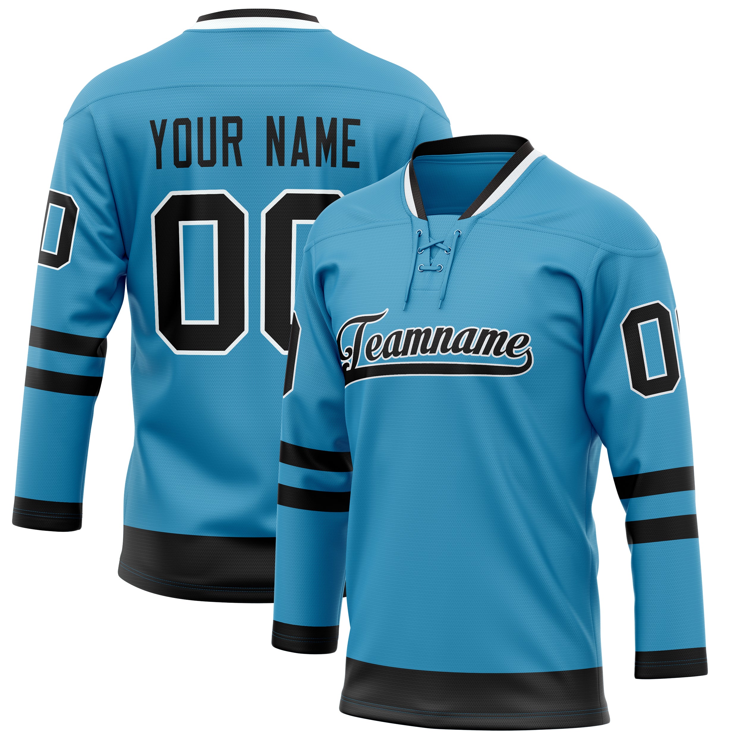 Custom Panther Blue Black Solid Colour Hockey Jersey