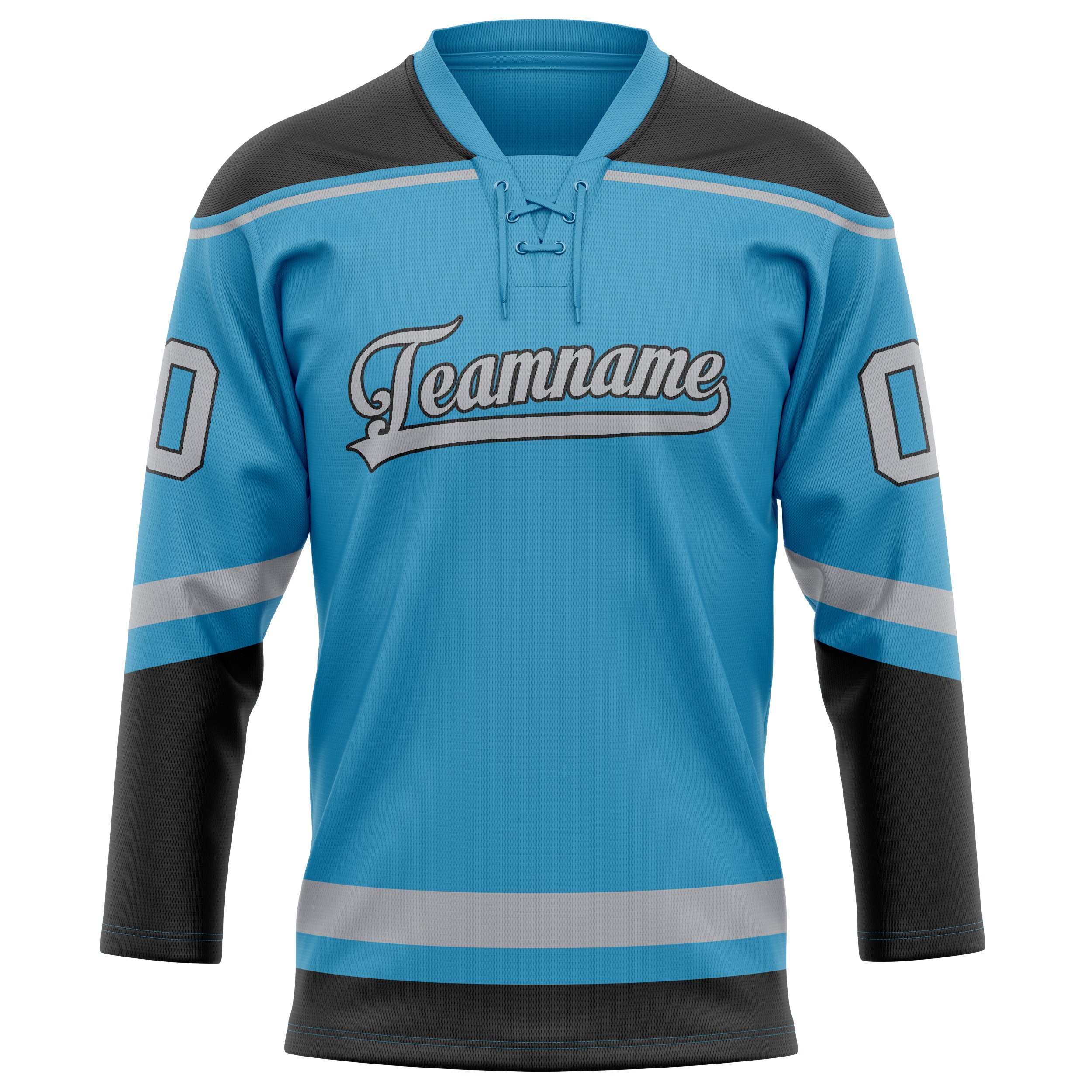 Custom Panther Blue Gray Solid Colour Hockey Jersey