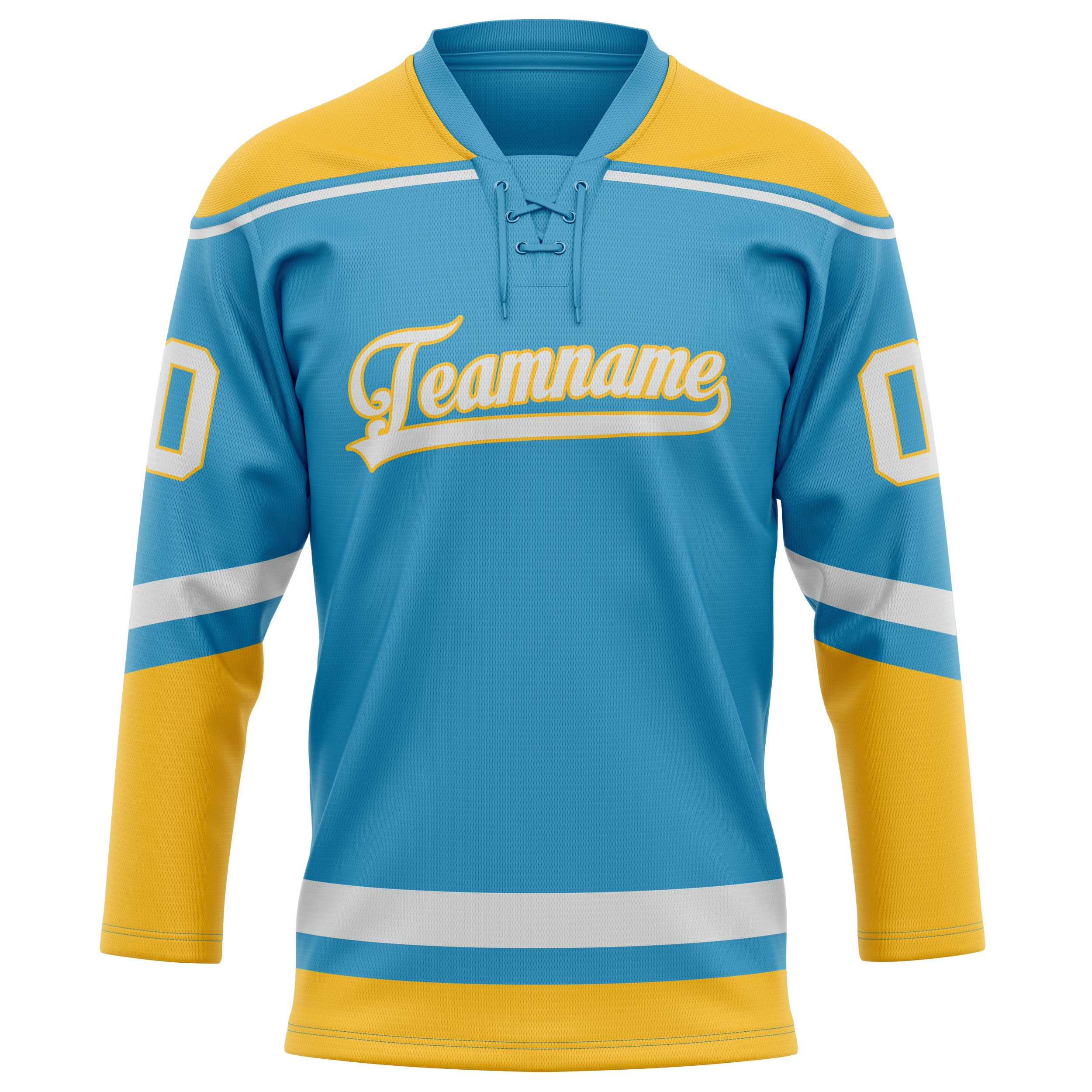 Custom Panther Blue Gold Solid Colour Hockey Jersey