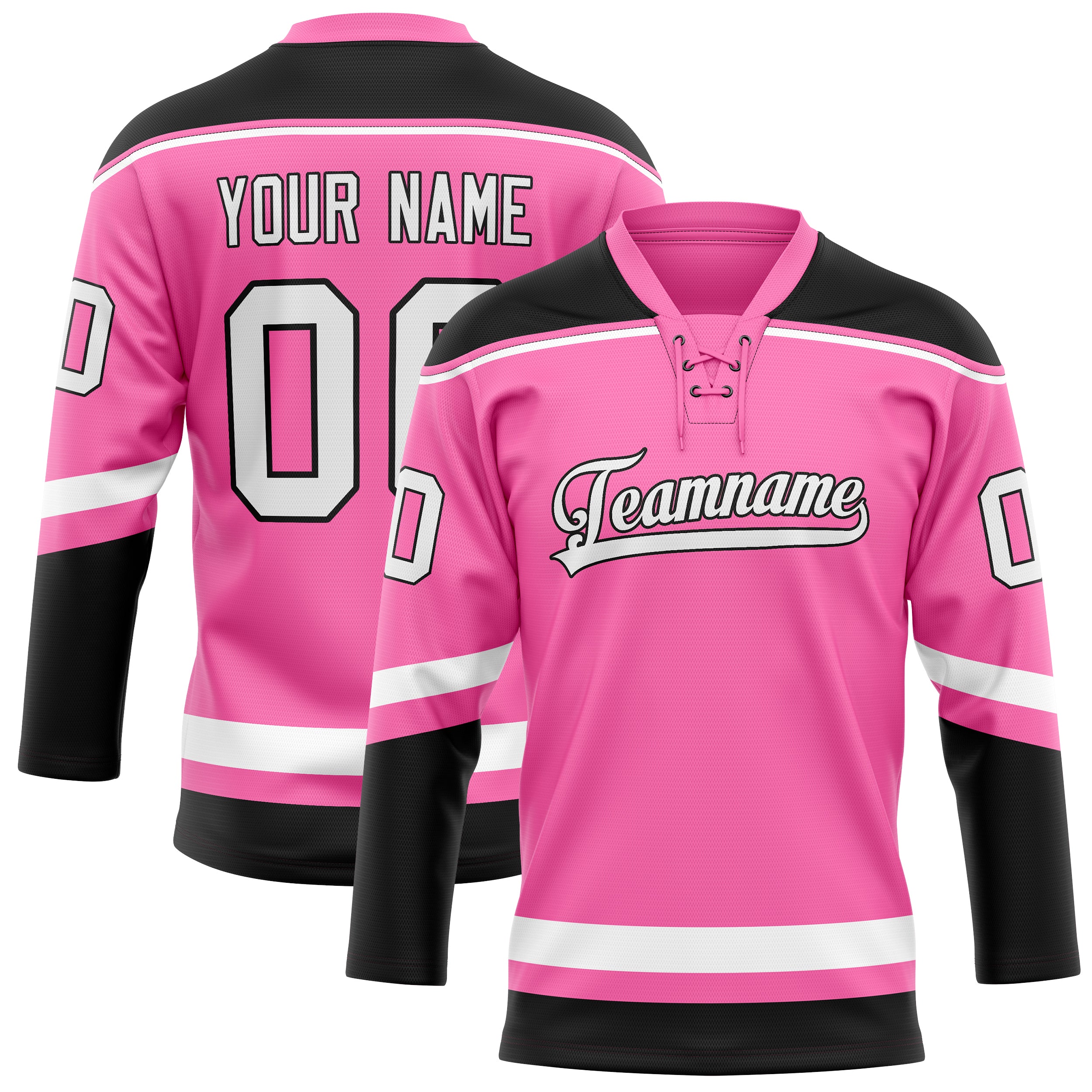 Custom Pink Black Solid Colour Hockey Jersey