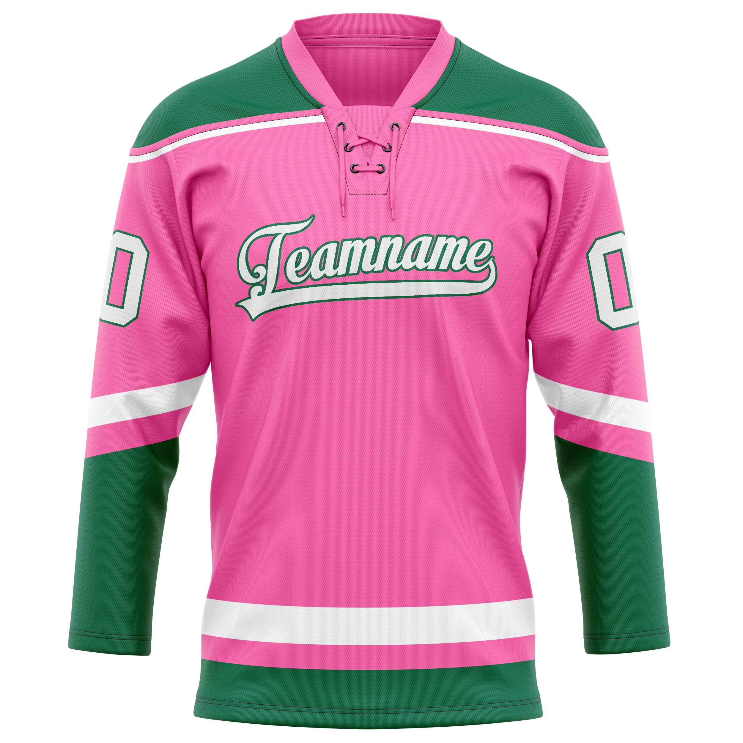 Custom Pink Kelly Green Solid Colour Hockey Jersey