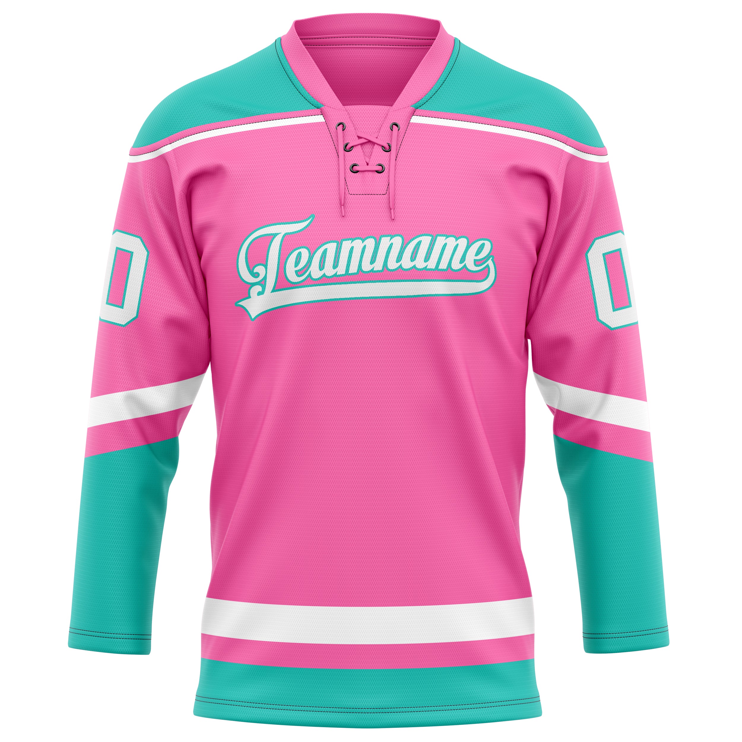 Custom Pink Teal Solid Colour Hockey Jersey