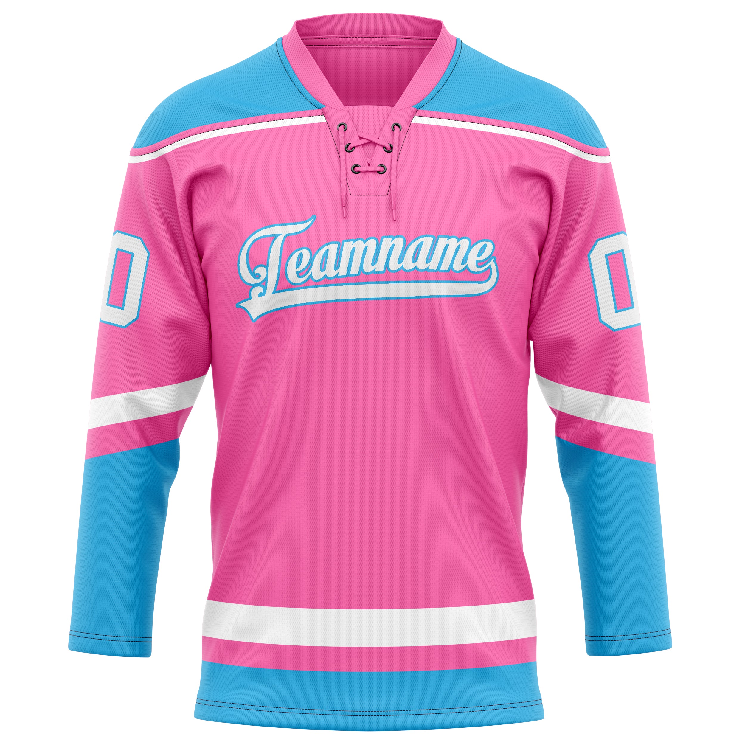 Custom Pink Blue Solid Colour Hockey Jersey