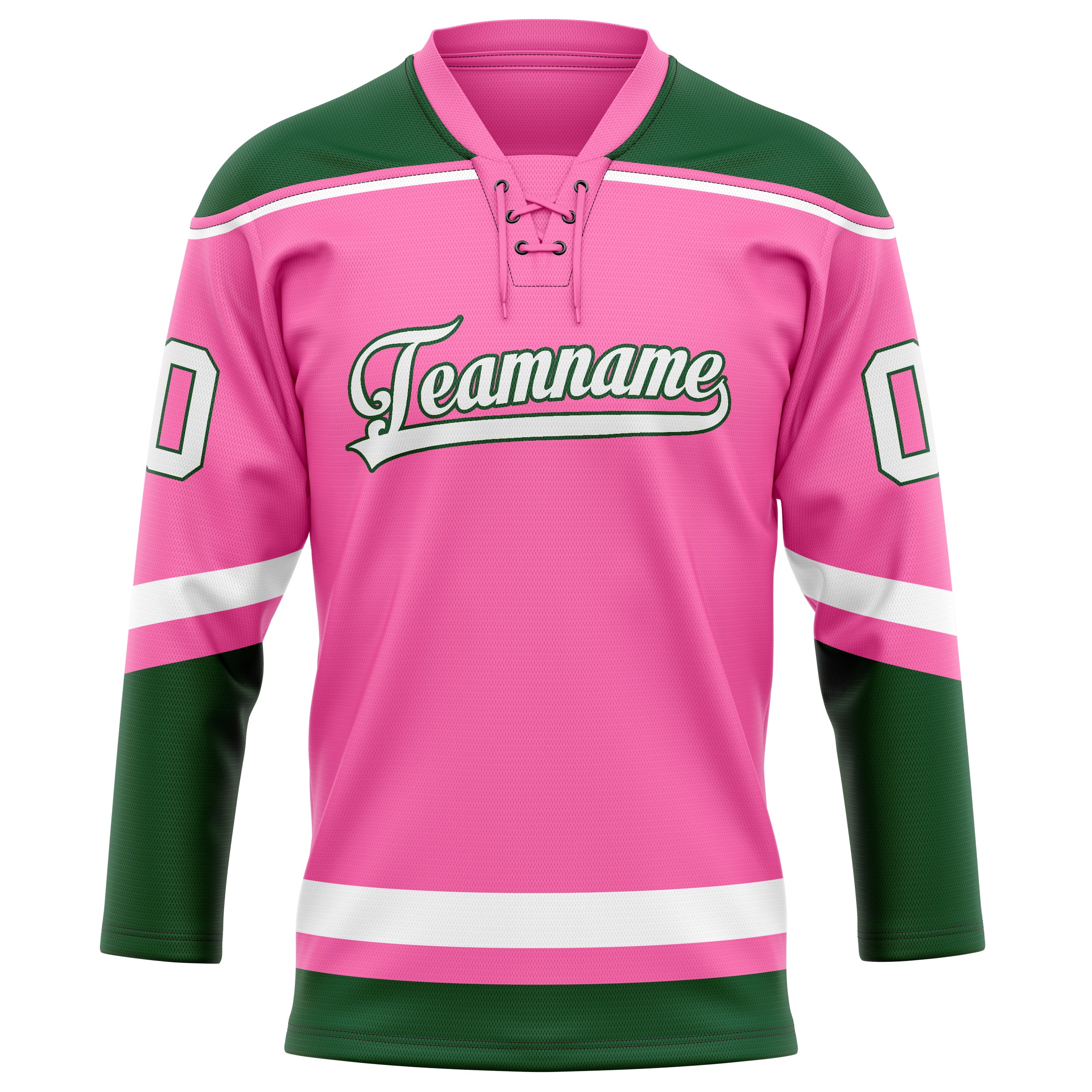 Custom Pink Kelly Green Solid Colour Hockey Jersey
