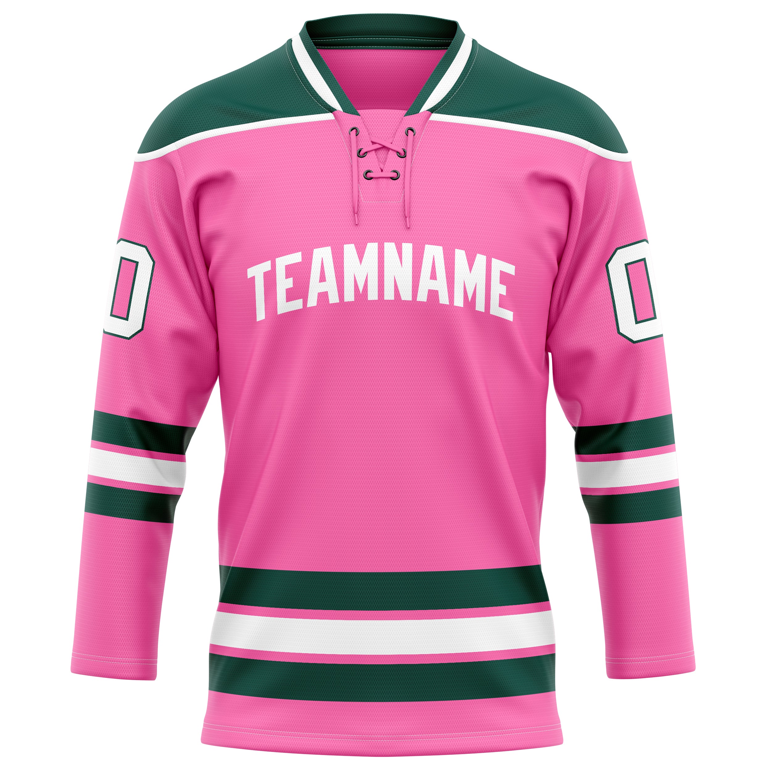 Custom Pink Kelly Green Solid Colour Hockey Jersey