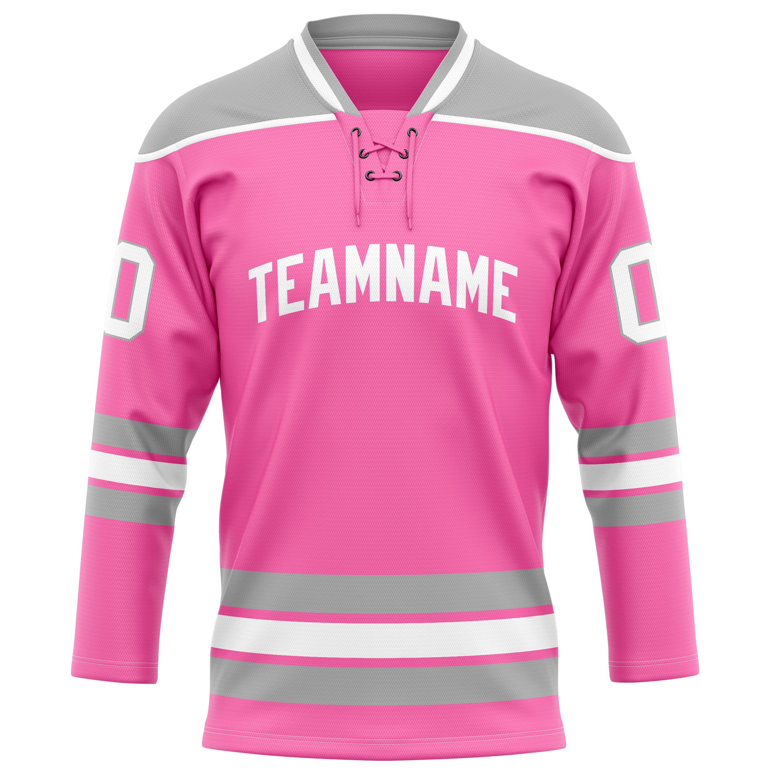 Custom Pink Gray Solid Colour Hockey Jersey