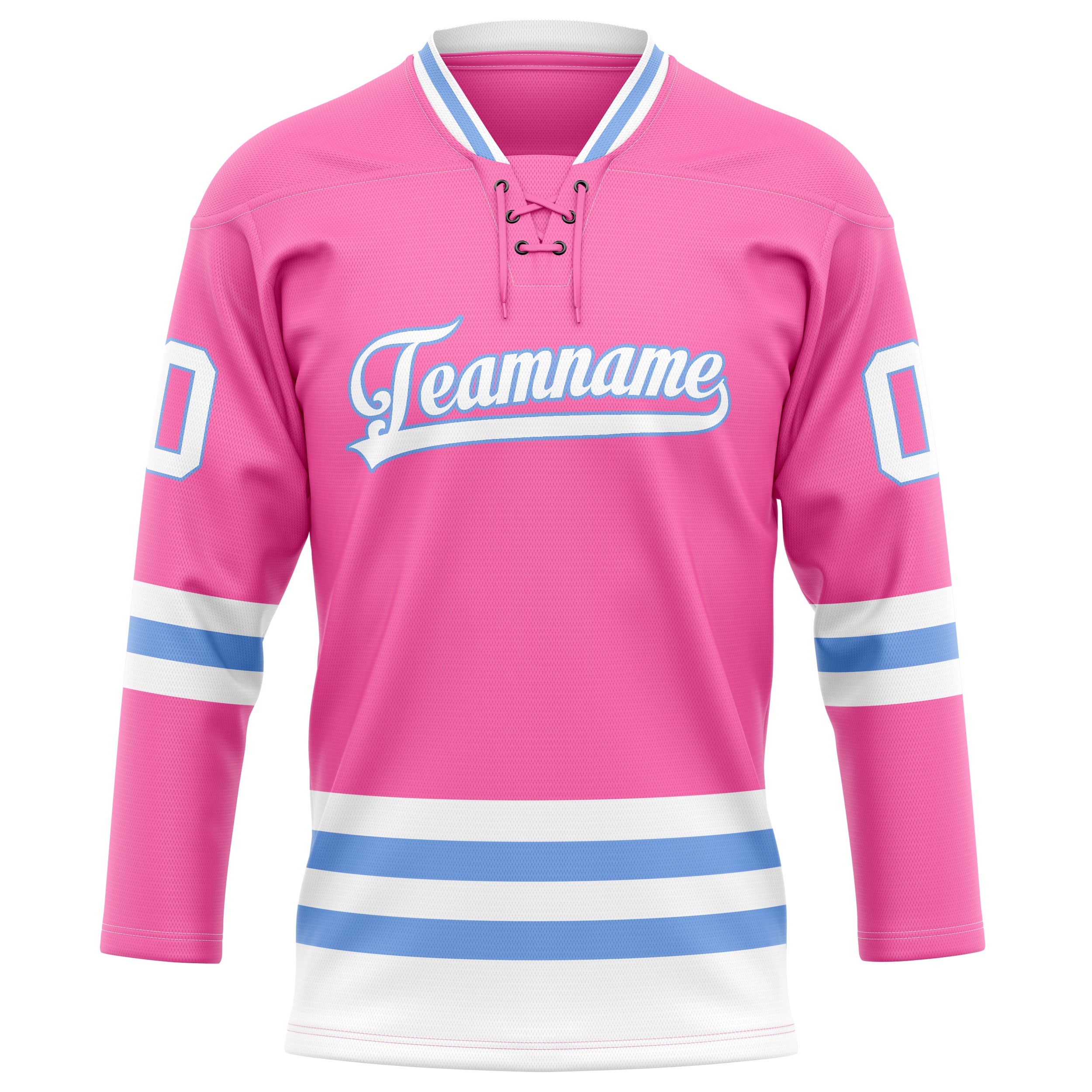 Custom Pink Light Blue Solid Colour Hockey Jersey
