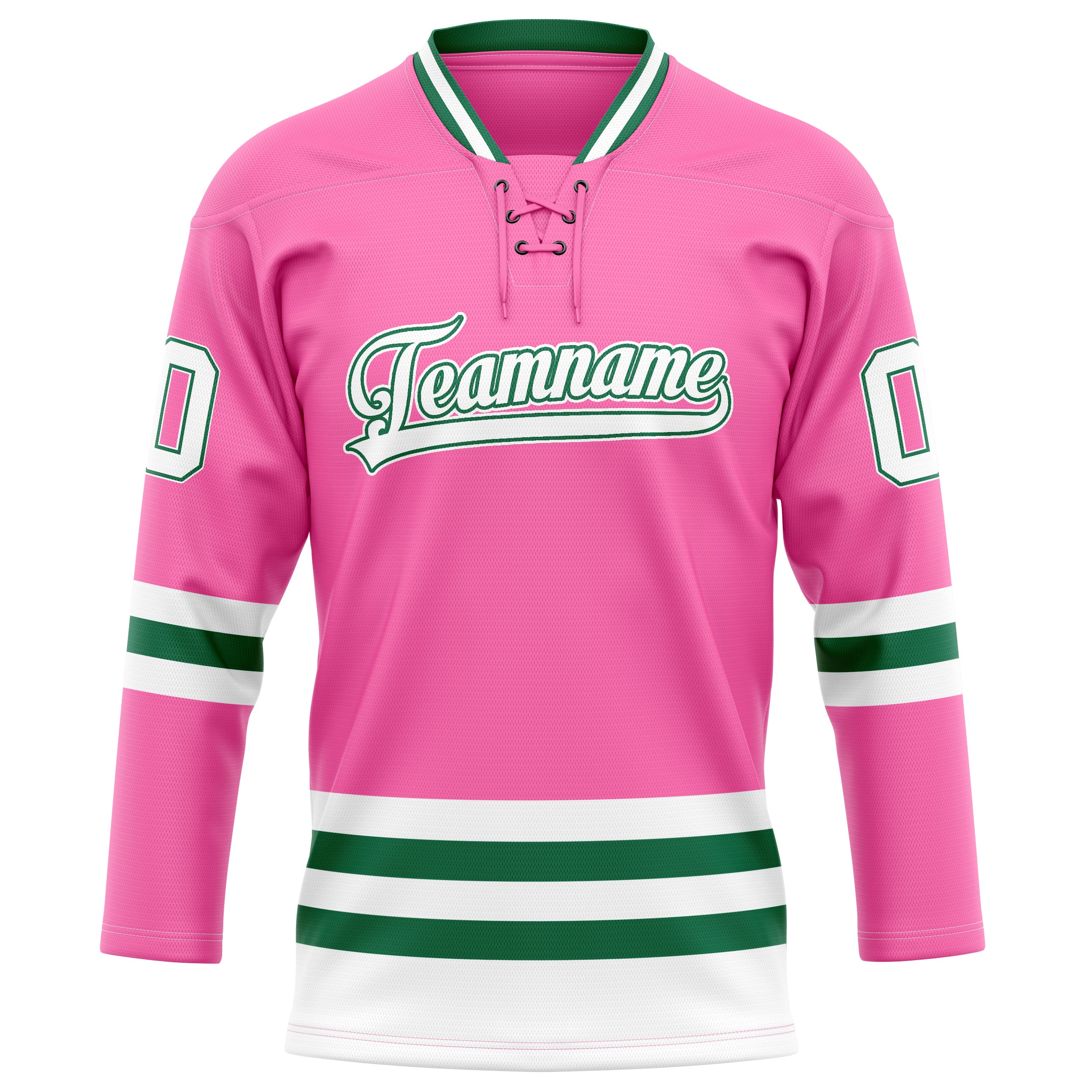 Custom Pink Kelly Green Solid Colour Hockey Jersey