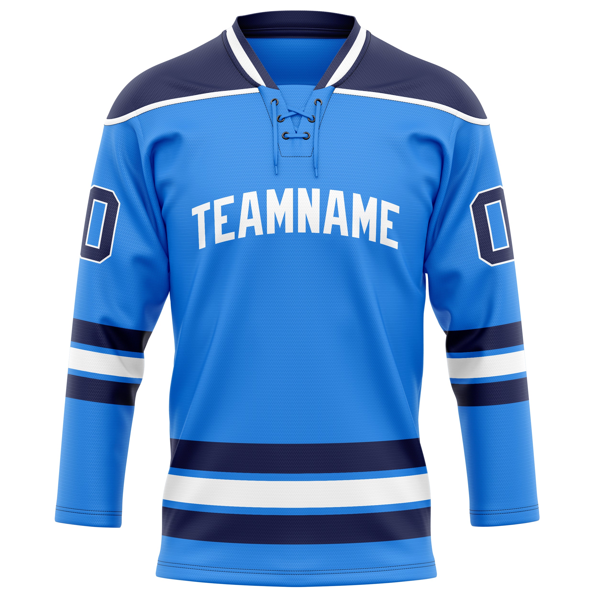 Custom Powder Blue Black Solid Colour Hockey Jersey