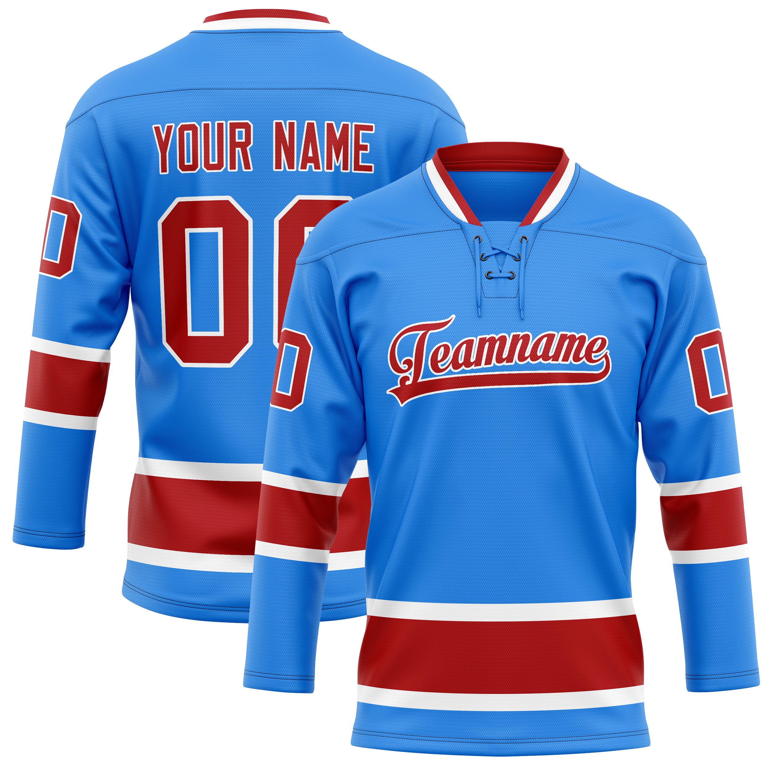 Custom Powder Blue Maroon Solid Colour Hockey Jersey