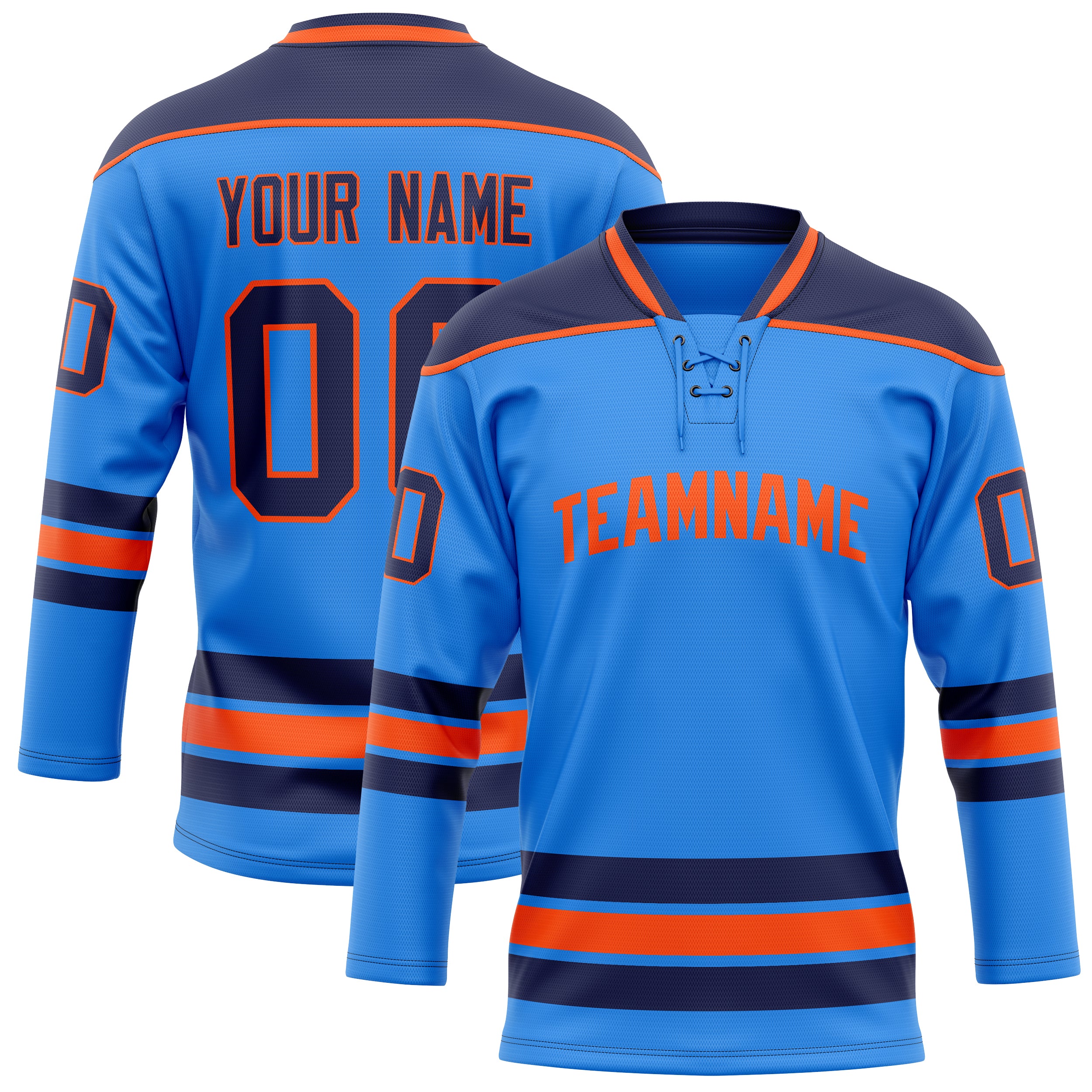 Custom Powder Blue Navy Solid Colour Hockey Jersey