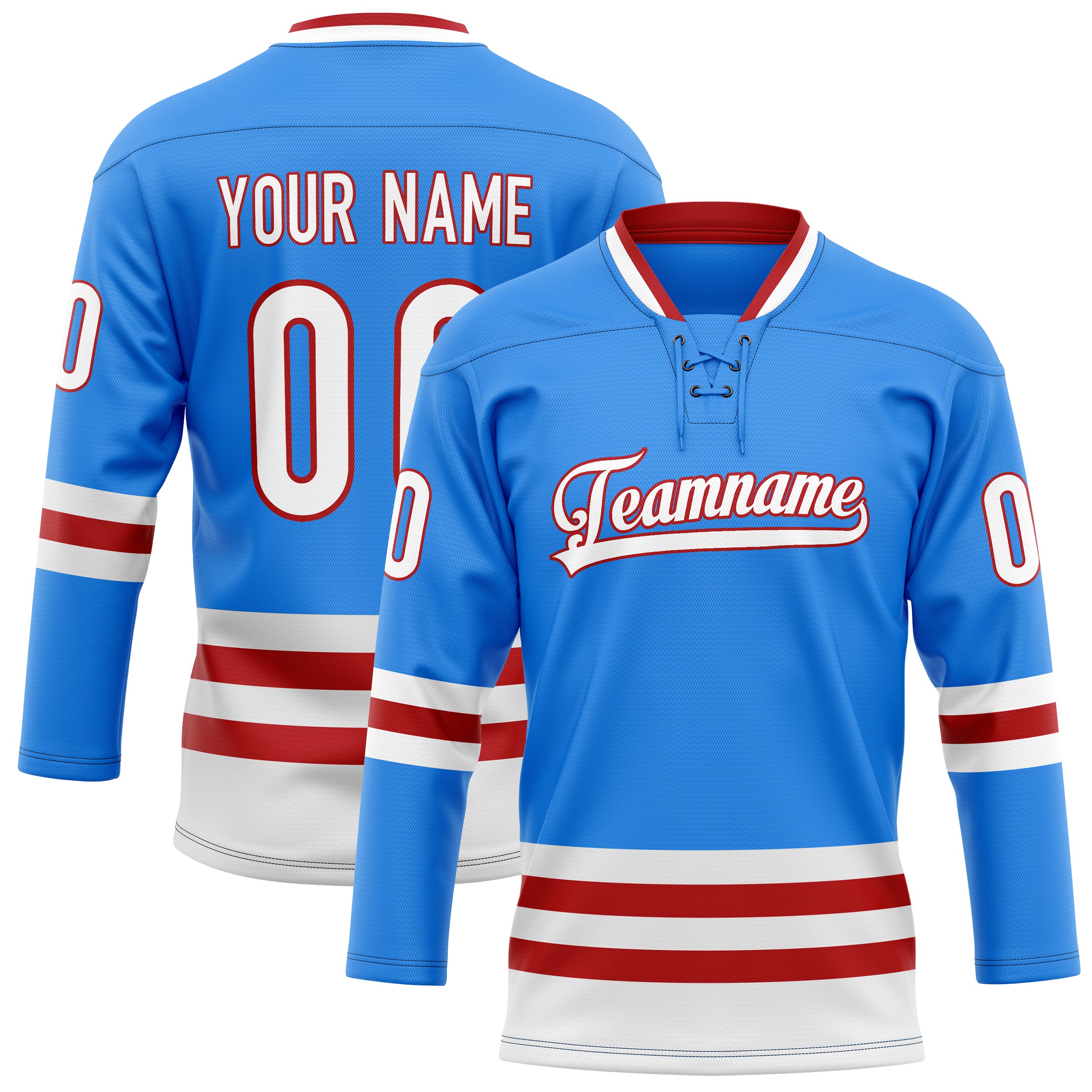 Custom Powder Blue Maroon Solid Colour Hockey Jersey