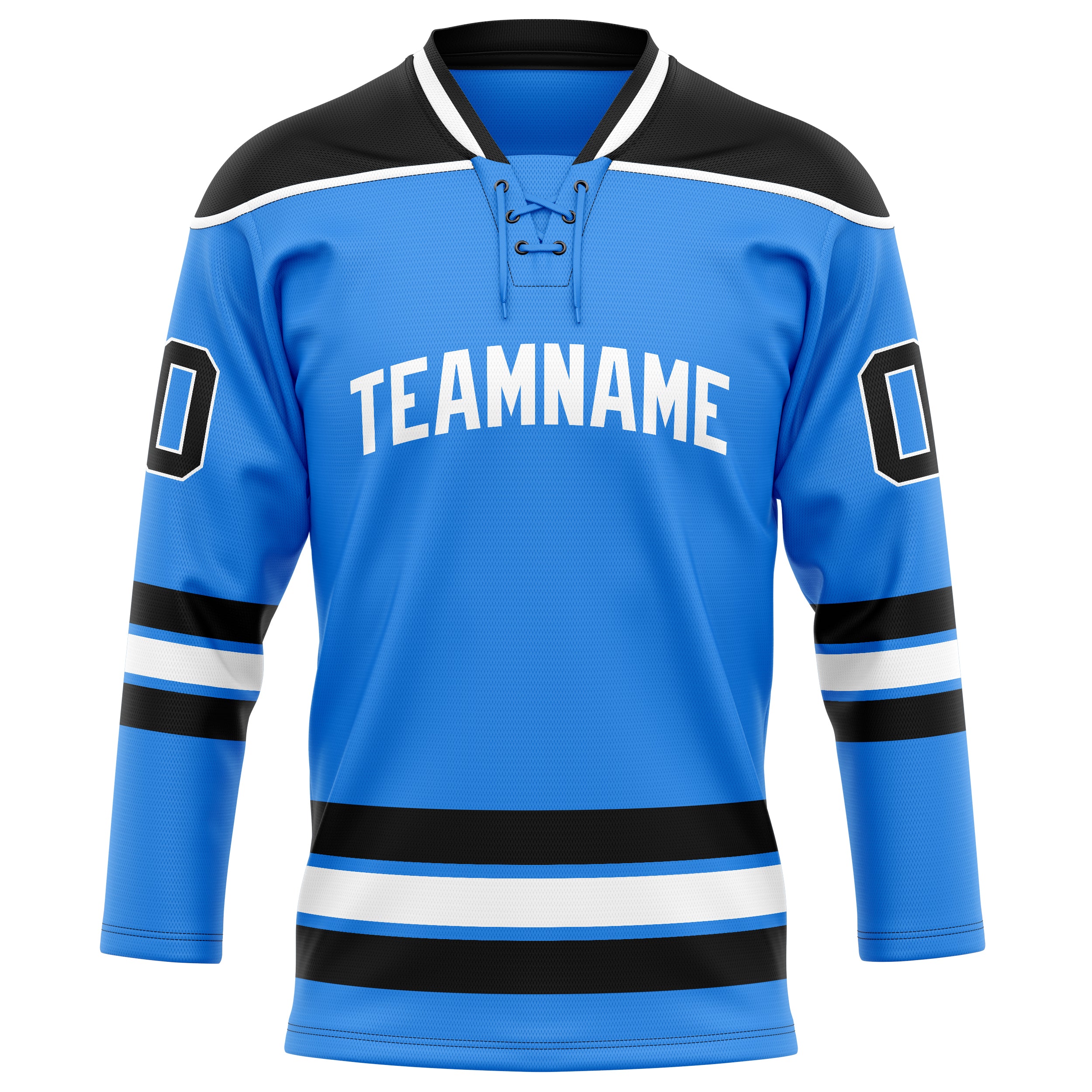 Custom Powder Blue Black Solid Colour Hockey Jersey