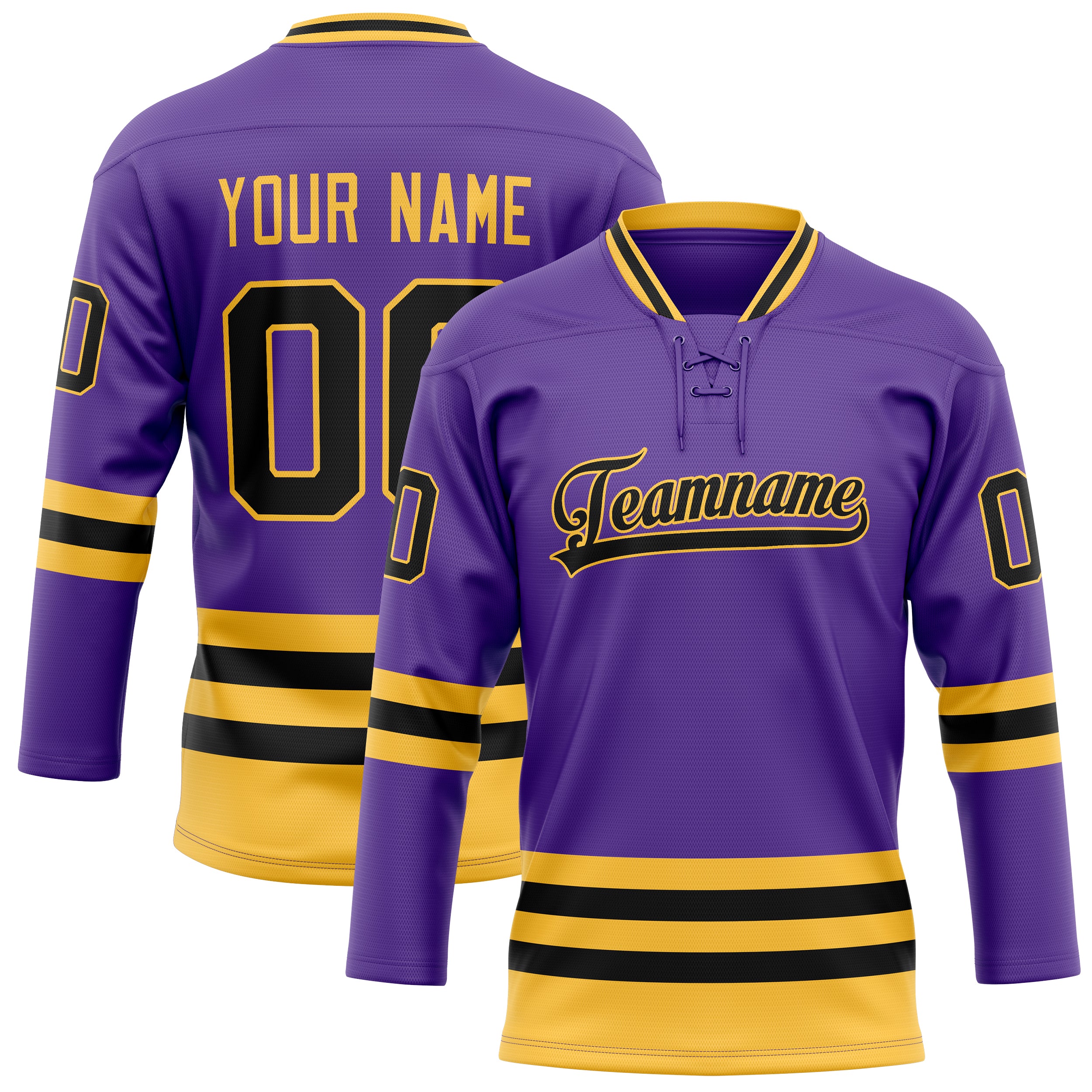 Custom Purple Gold Solid Colour Hockey Jersey