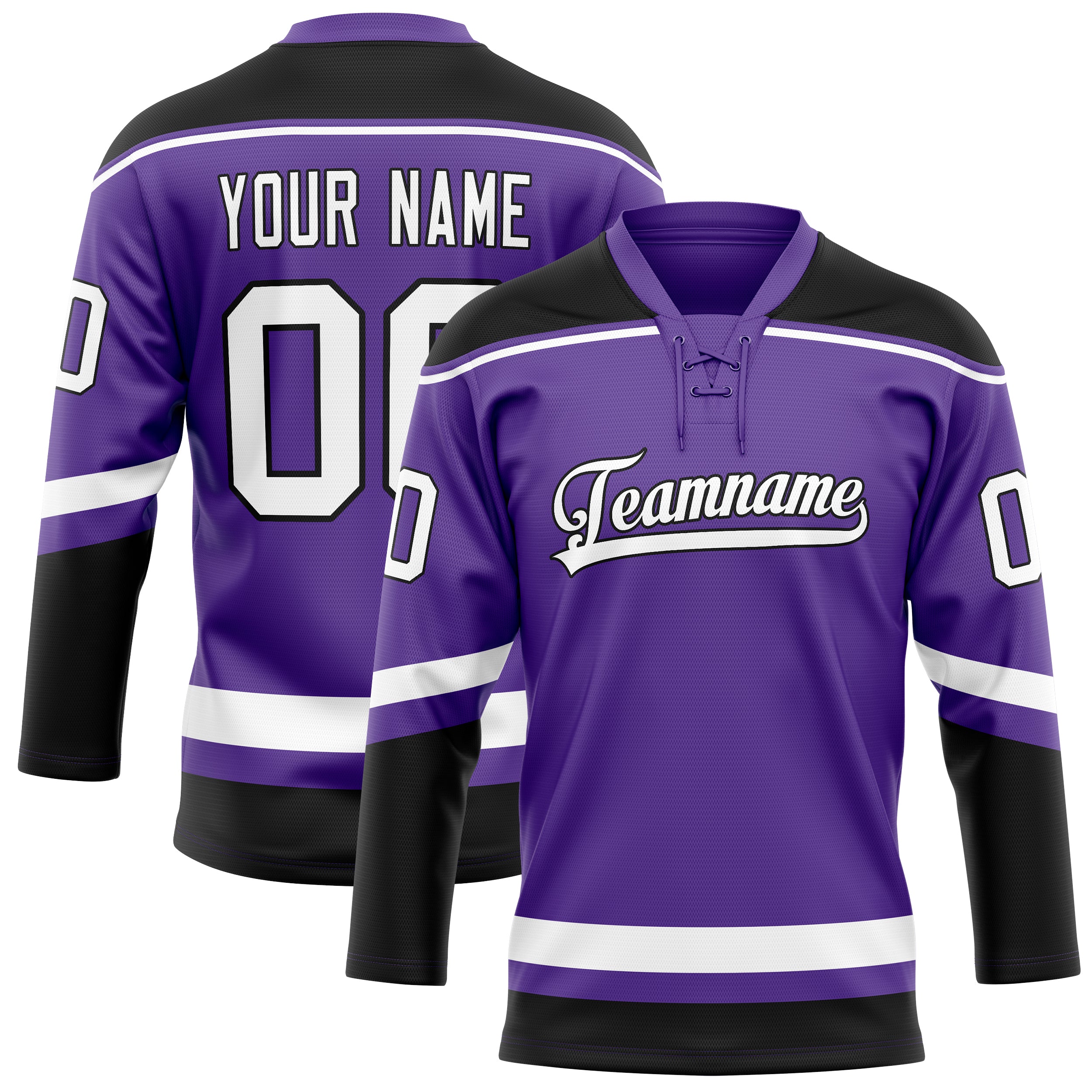 Custom Purple Black Solid Colour Hockey Jersey