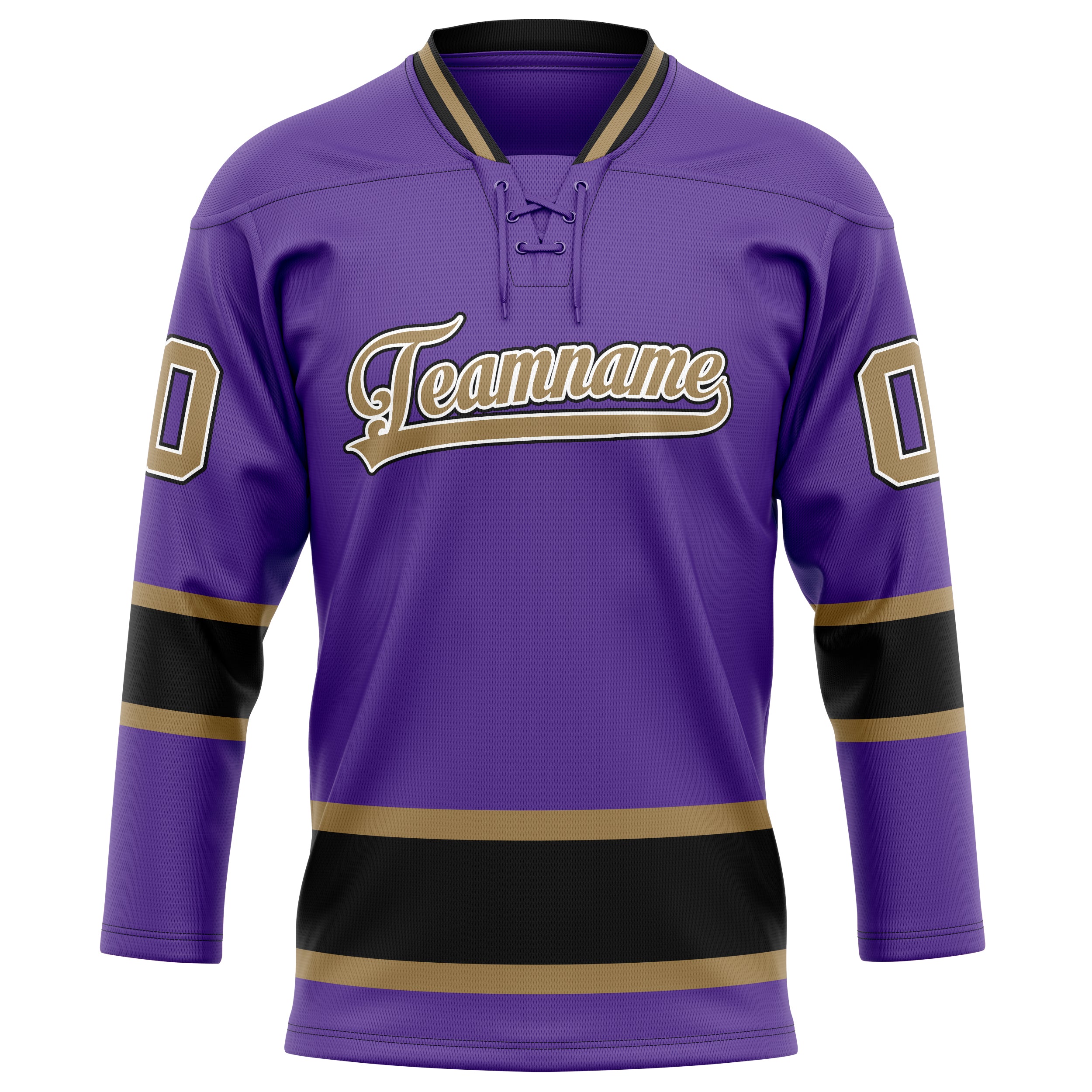 Custom Purple Old Gold Solid Colour Hockey Jersey