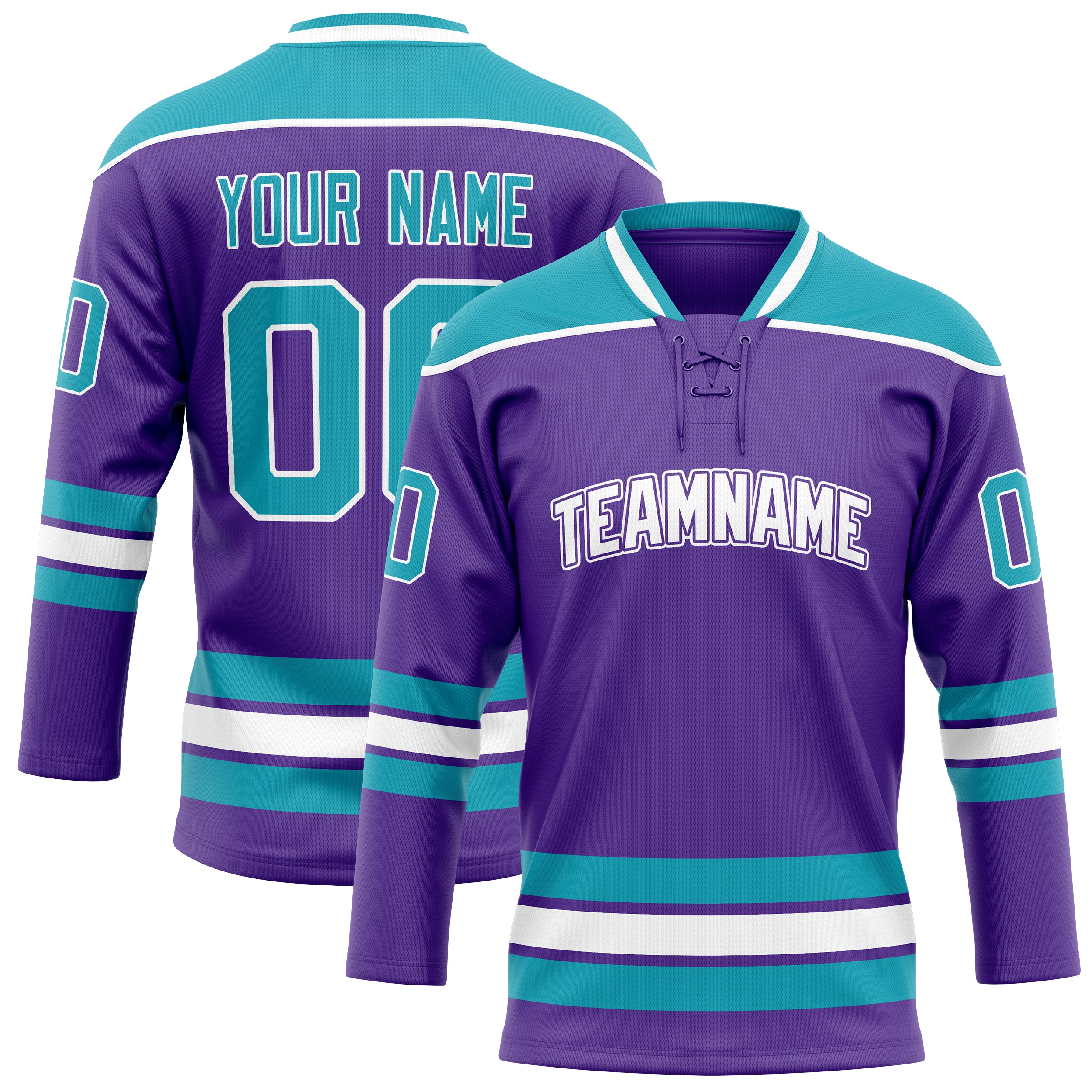 Custom Purple Teal Solid Colour Hockey Jersey