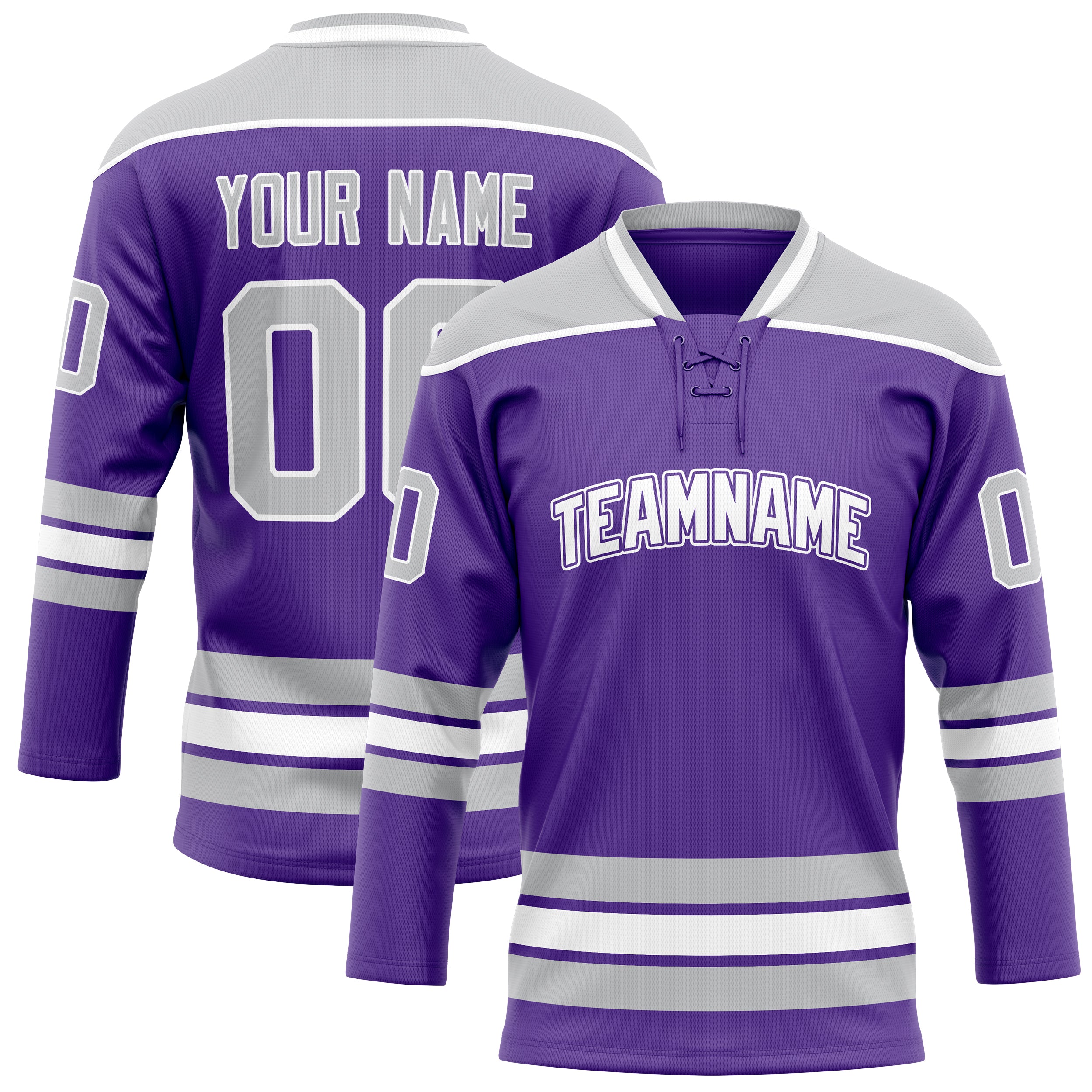 Custom Purple Gray Solid Colour Hockey Jersey