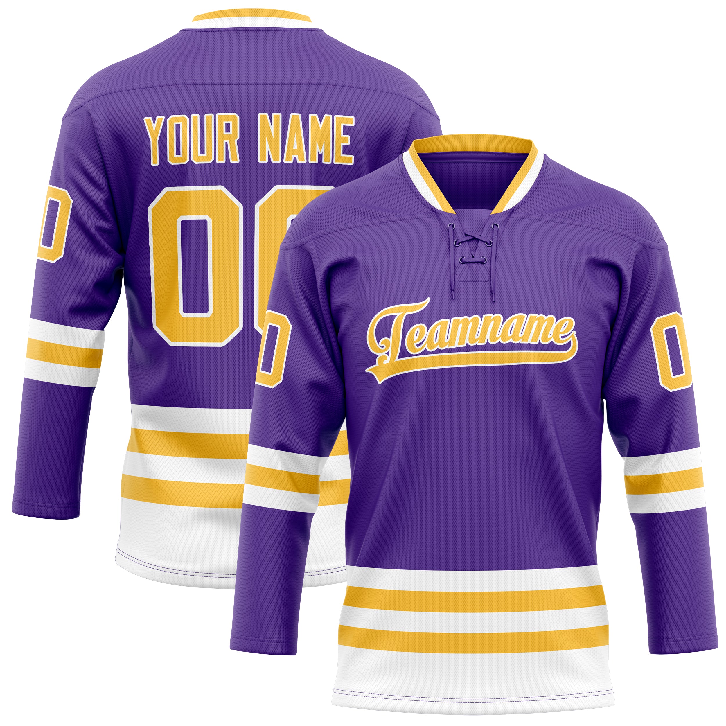 Custom Purple Gold Solid Colour Hockey Jersey