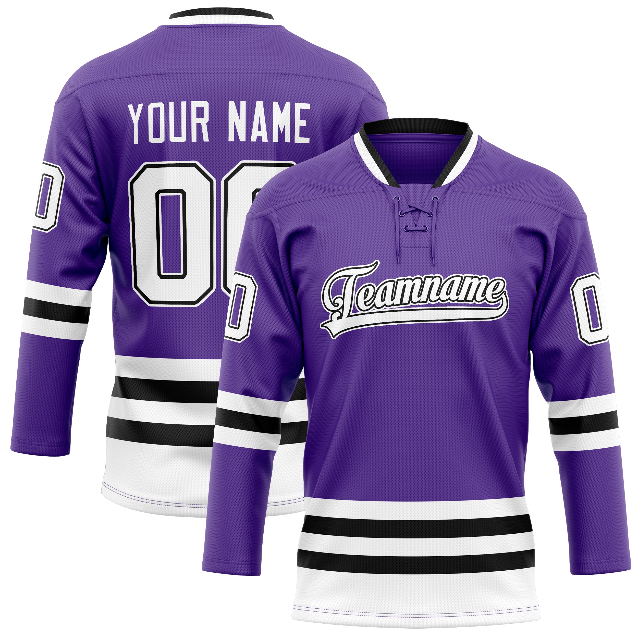 Custom Purple Black Solid Colour Hockey Jersey